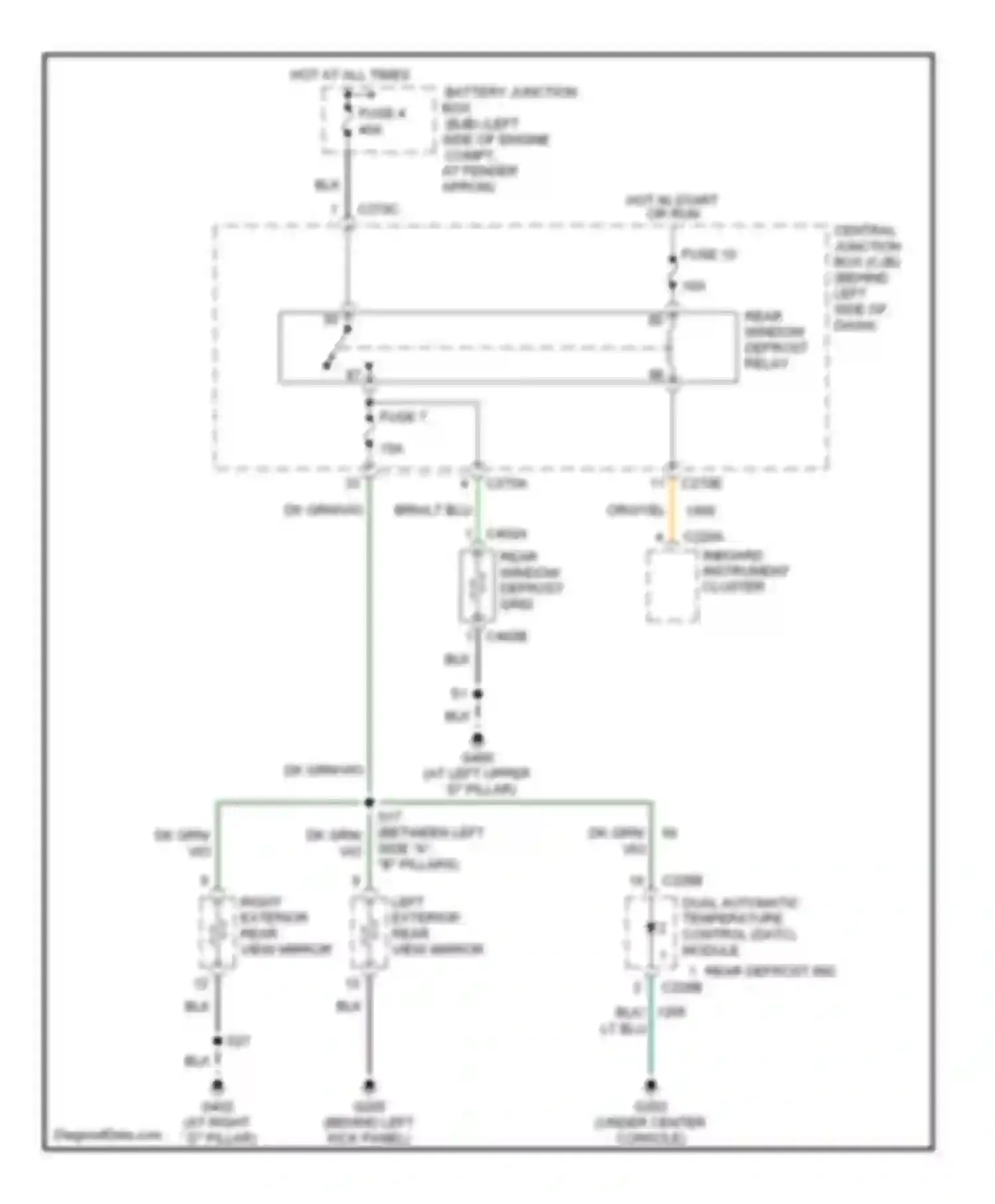 Wiring diagram rear defrost ind for Lincoln Aviator I (2002-2005) (1 of 1)