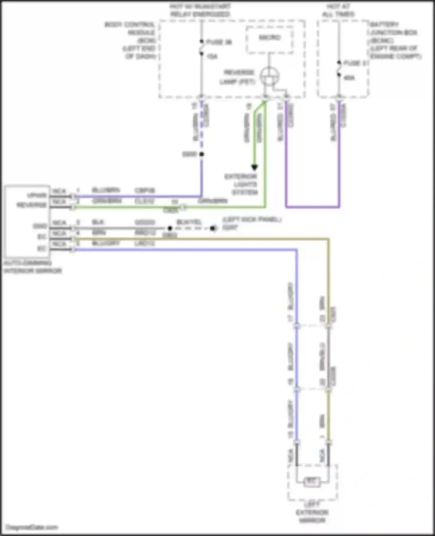 Aviator Lincoln II (2019-2024): Electrochromic mirror circuit