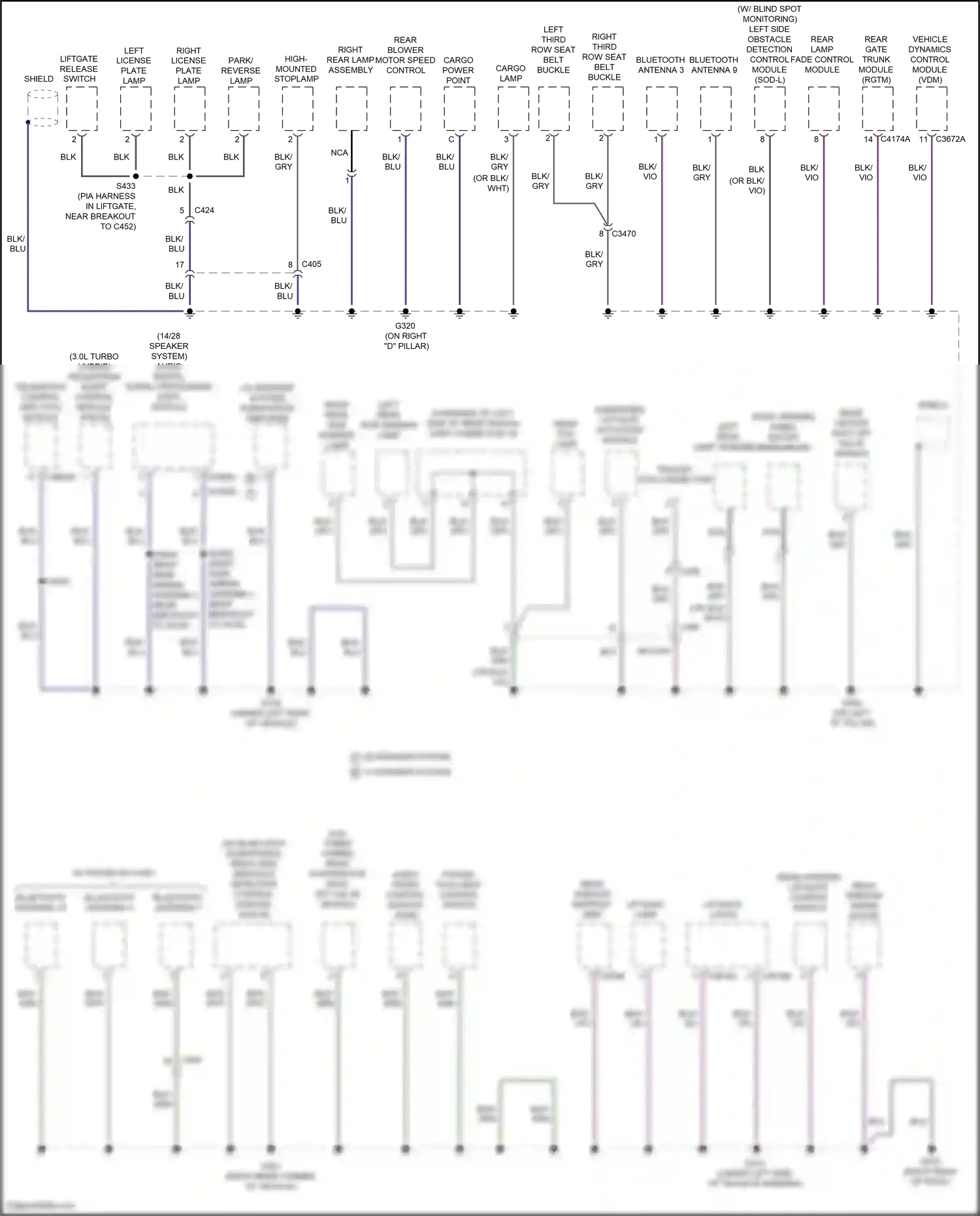 Wiring diagram bluetooth antenna 9 for Lincoln Aviator II (2019-2024) (2 of 3)