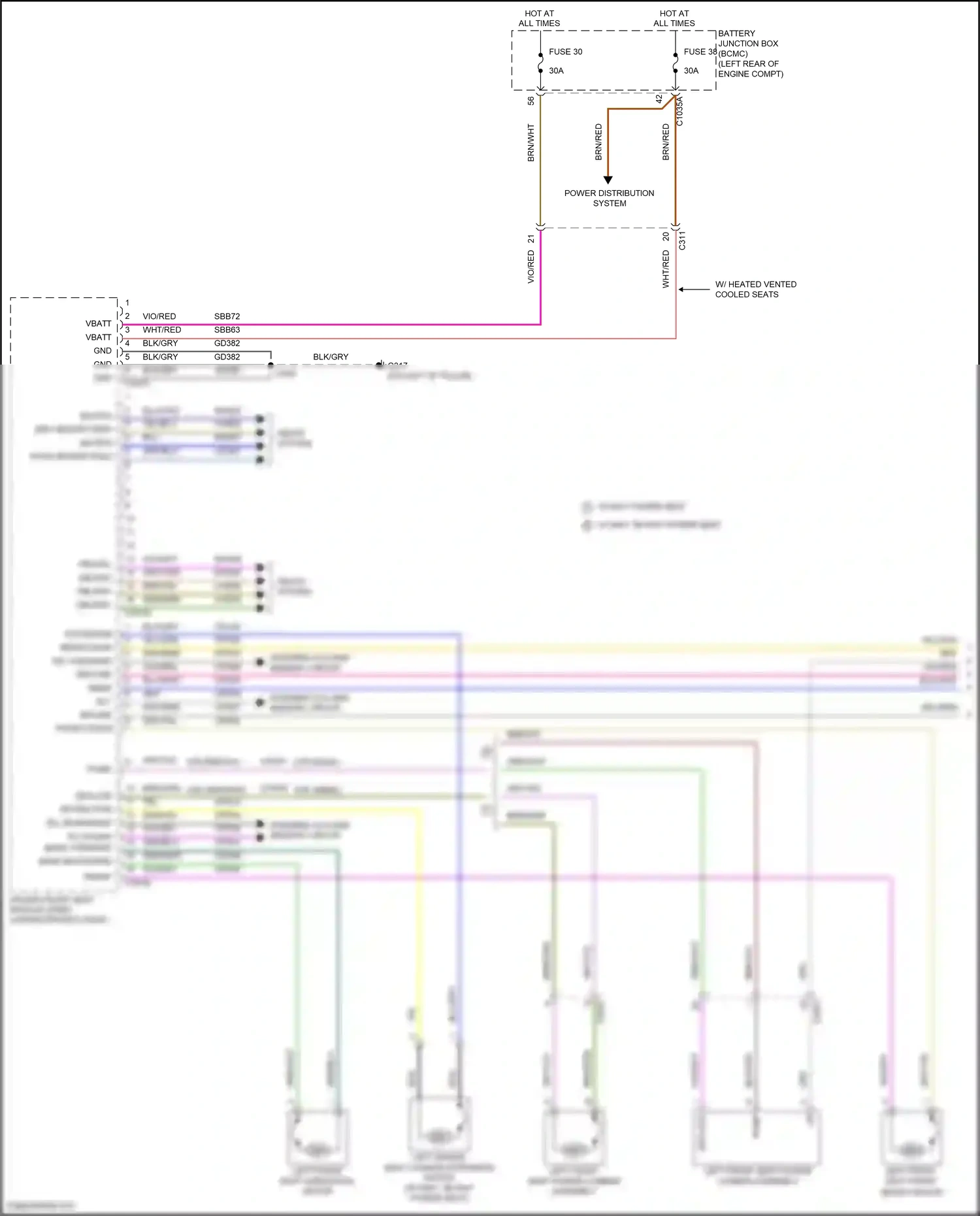 Wiring diagram front down for Lincoln Aviator II (2019-2024) (1 of 2)