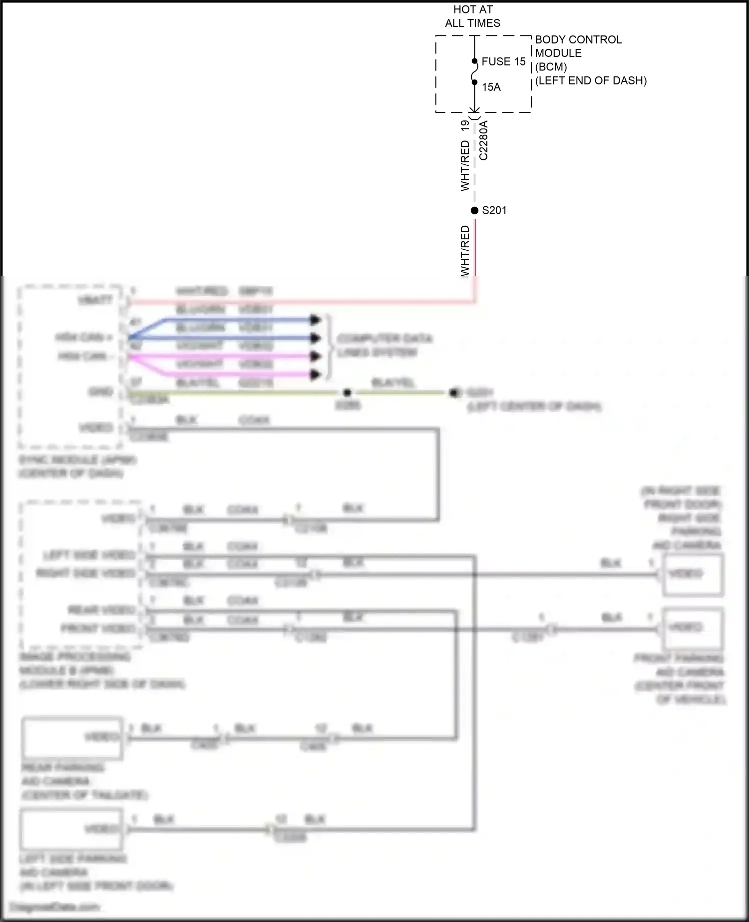 Wiring diagram front video + for Lincoln Aviator II (2019-2024) (1 of 2)