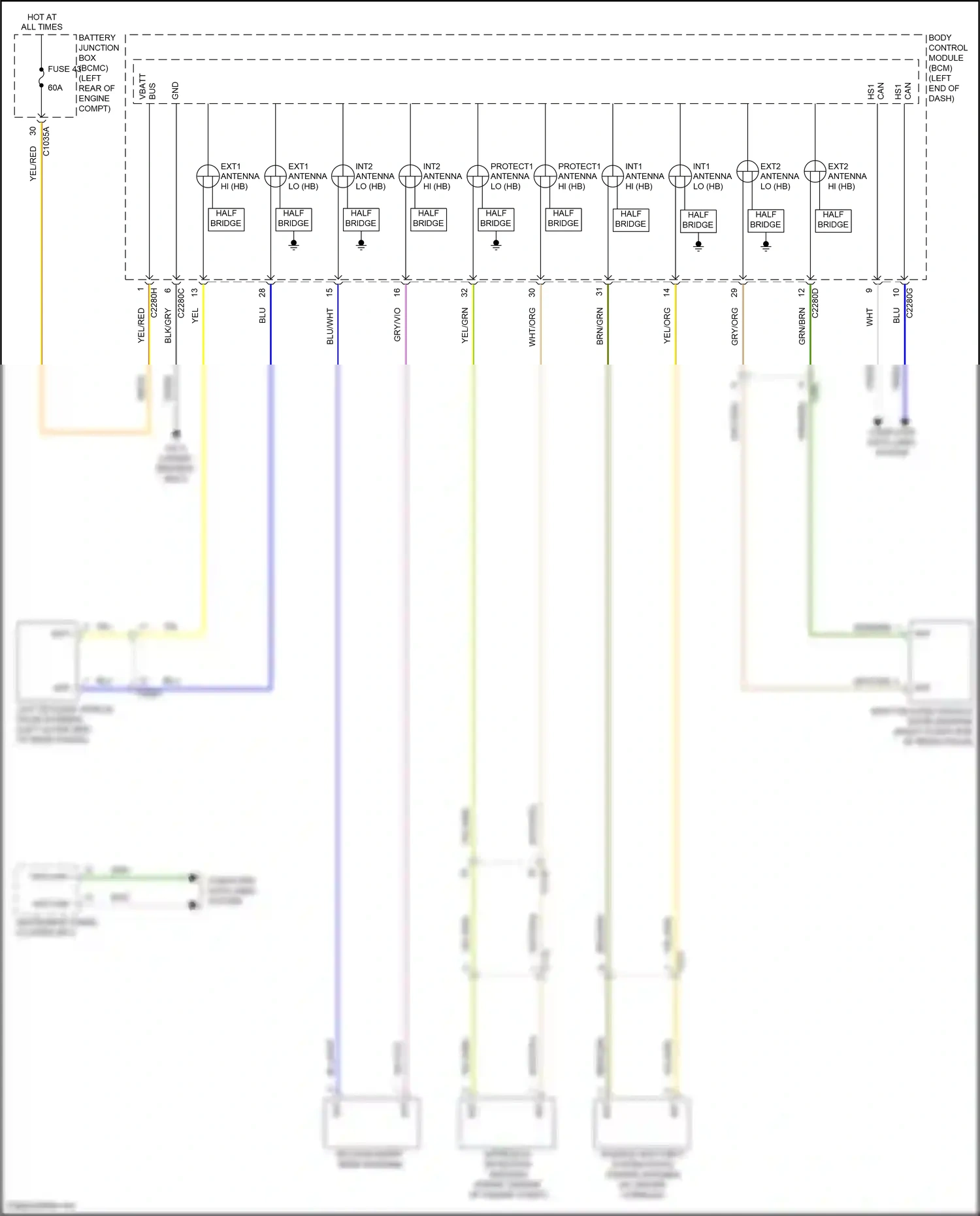 Wiring diagram half bridge for Lincoln Aviator II (2019-2024) (5 of 10)