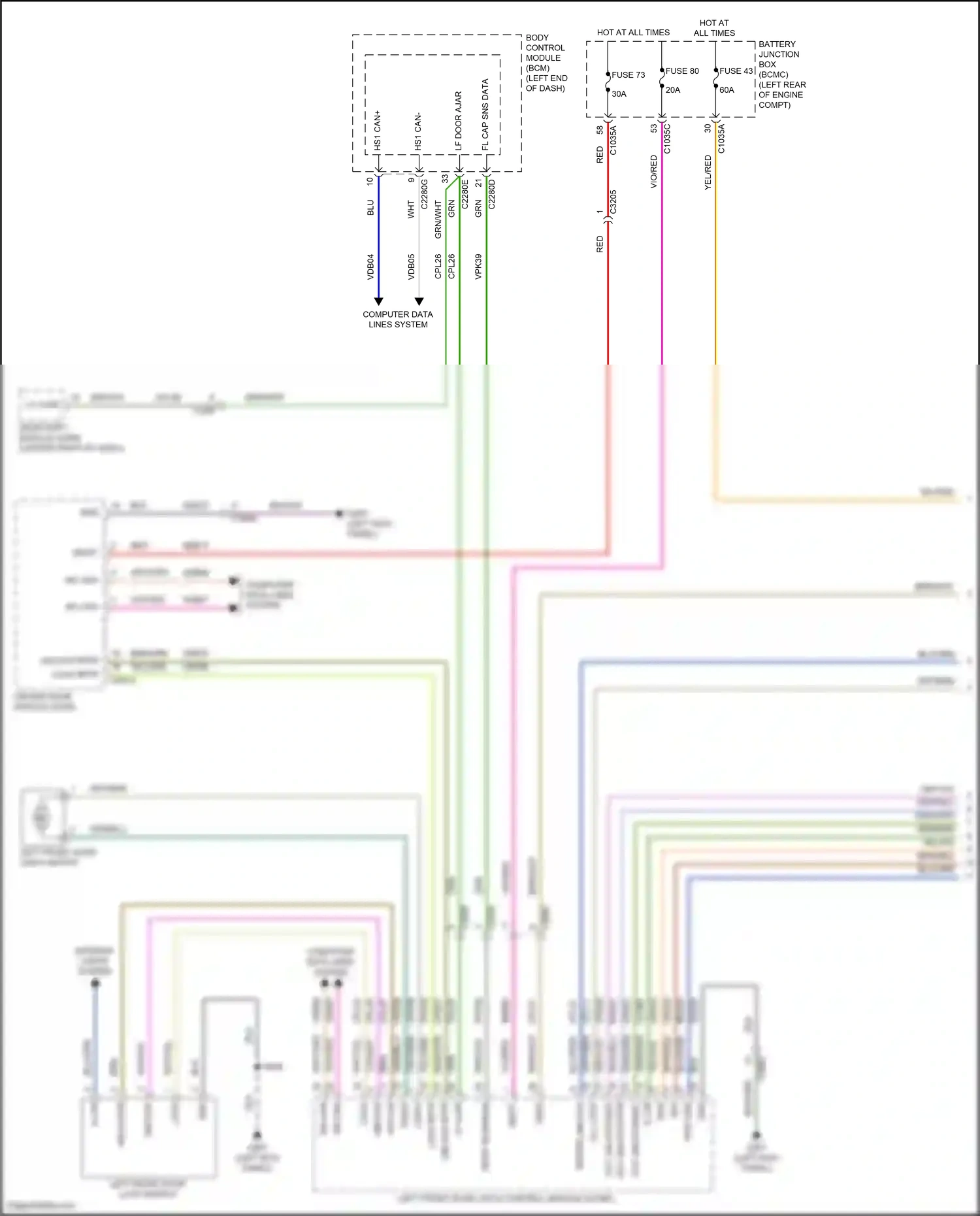 Wiring diagram left front door lock switch for Lincoln Aviator II (2019-2024) (1 of 6)