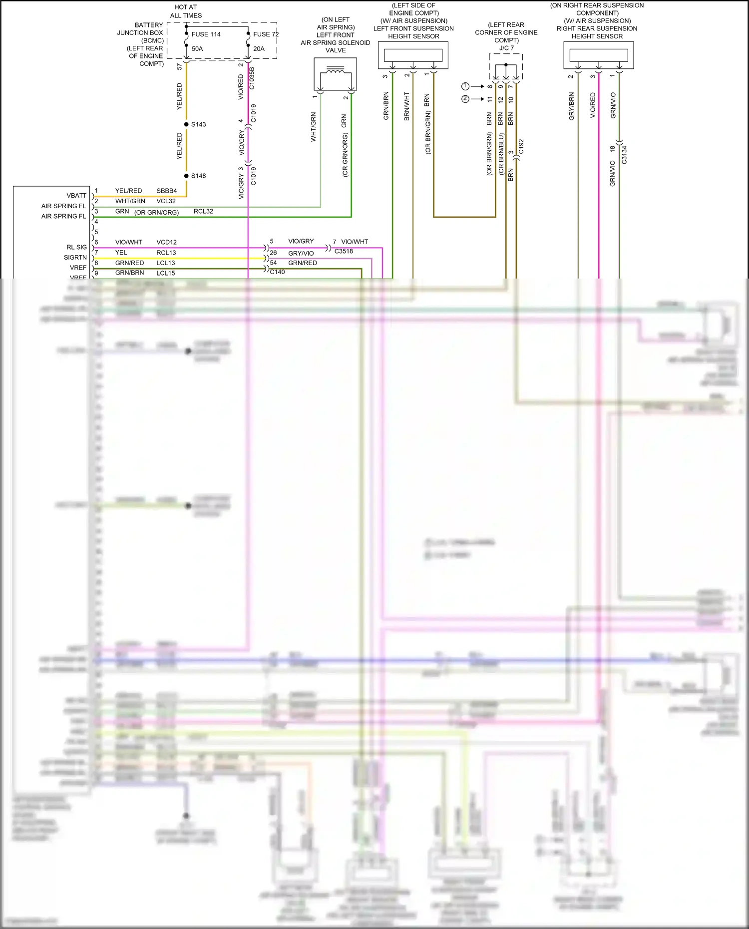 Wiring diagram left front suspension height sensor for Lincoln Aviator II (2019-2024) (1 of 2)