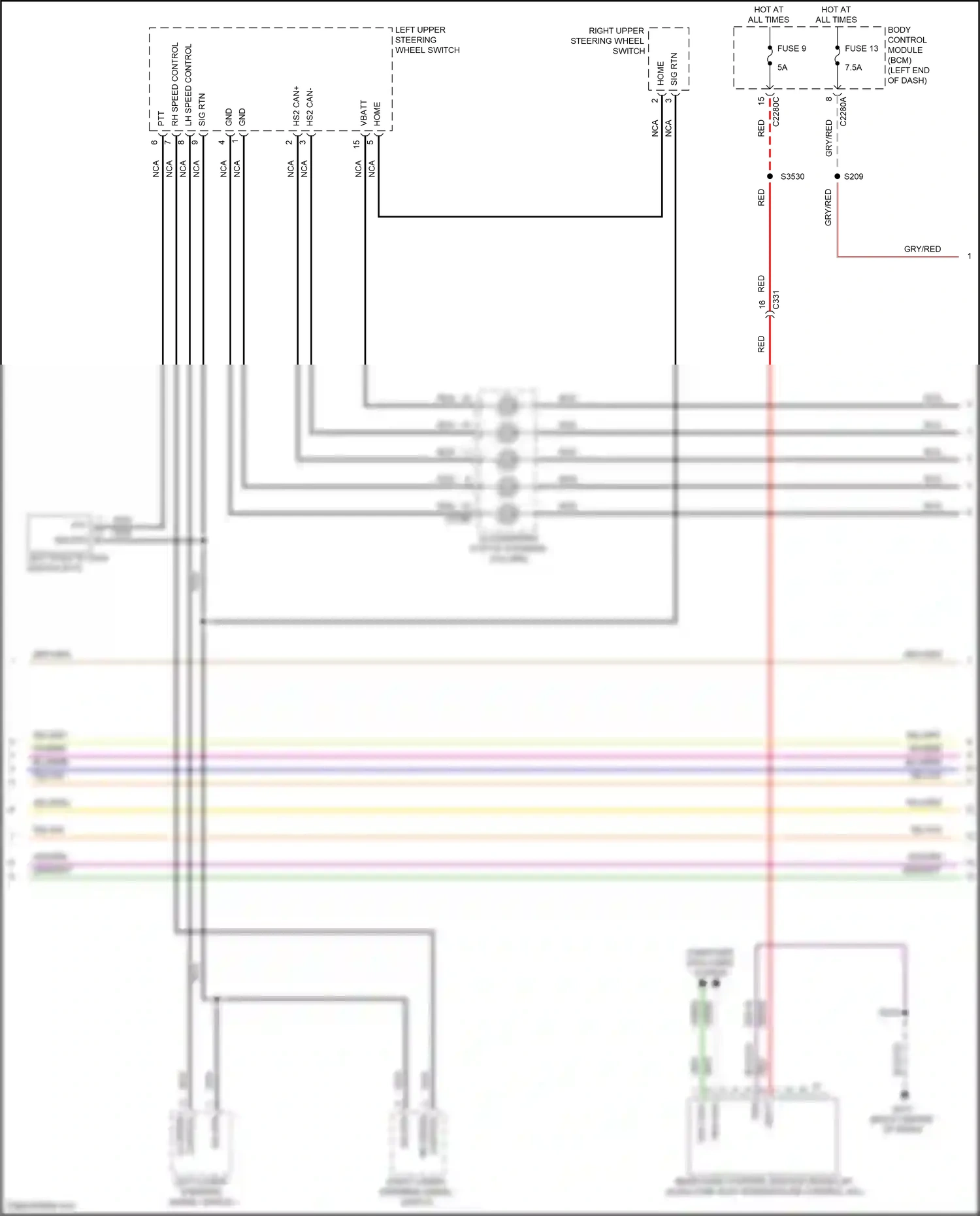 Wiring diagram left lower steering wheel switch for Lincoln Aviator II (2019-2024) (4 of 9)