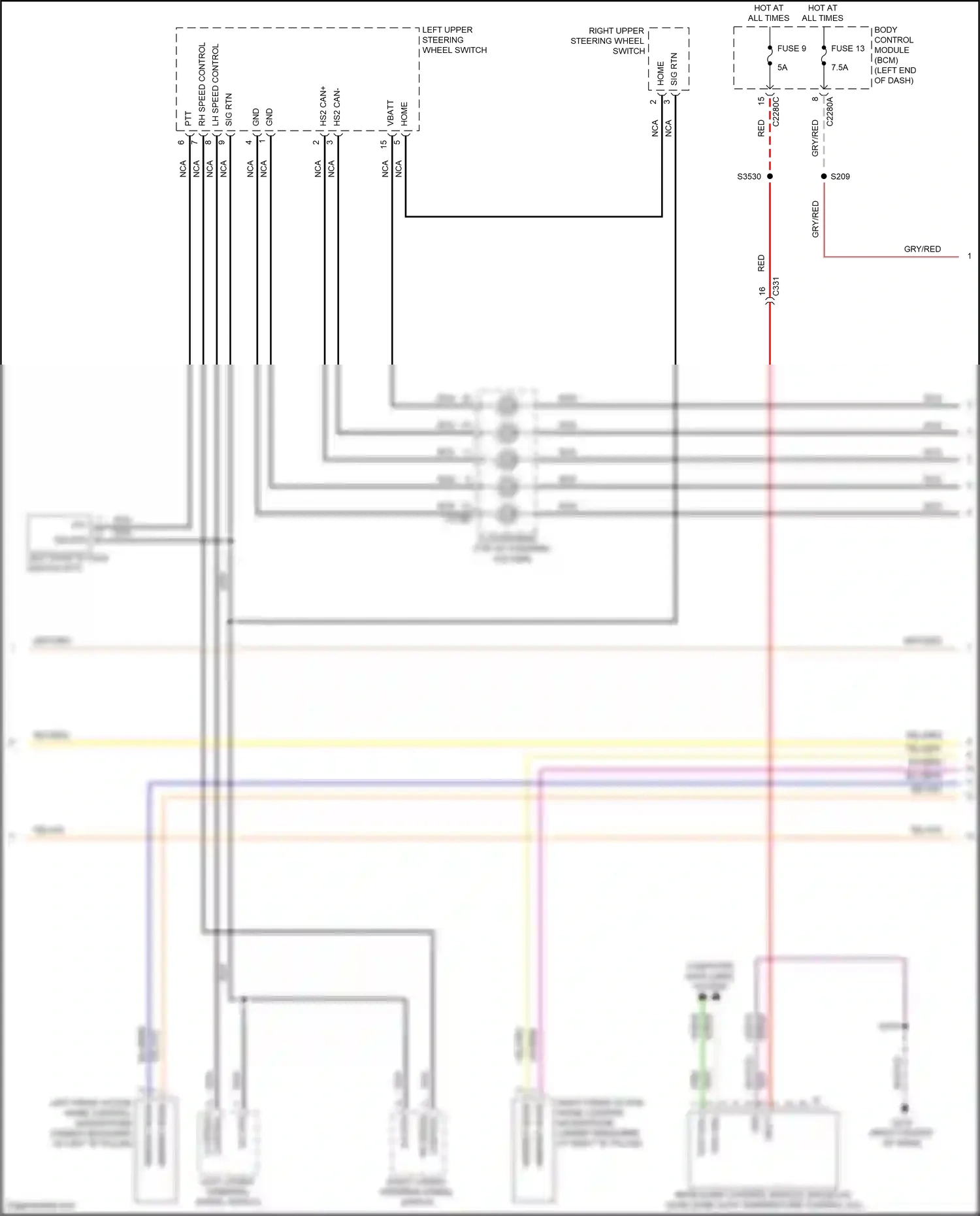 Wiring diagram left upper steering wheel switch for Lincoln Aviator II (2019-2024) (6 of 10)