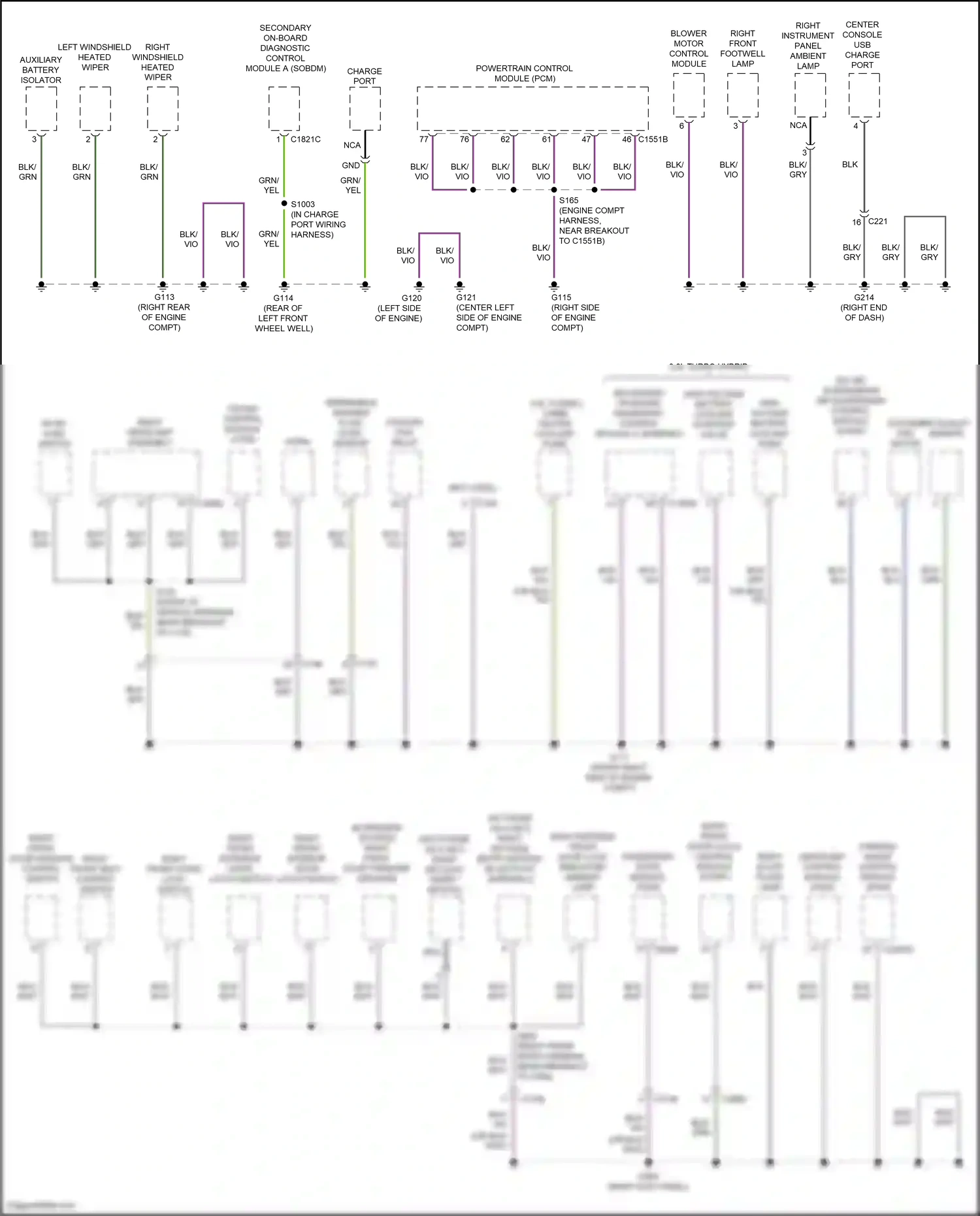 Wiring diagram left windshield heated wiper for Lincoln Aviator II (2019-2024) (2 of 2)