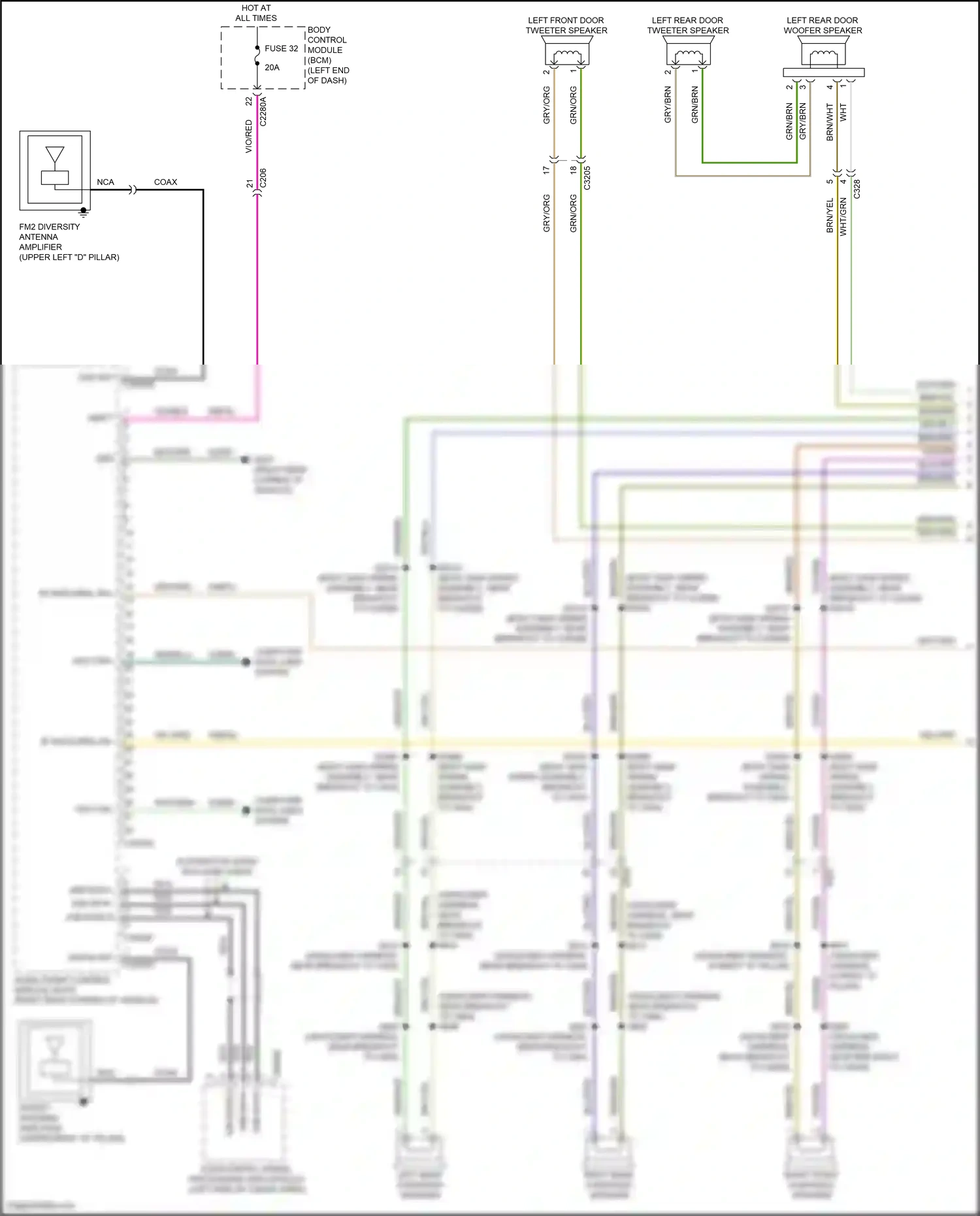 Wiring diagram right front overhead speaker for Lincoln Aviator II (2019-2024) (1 of 2)