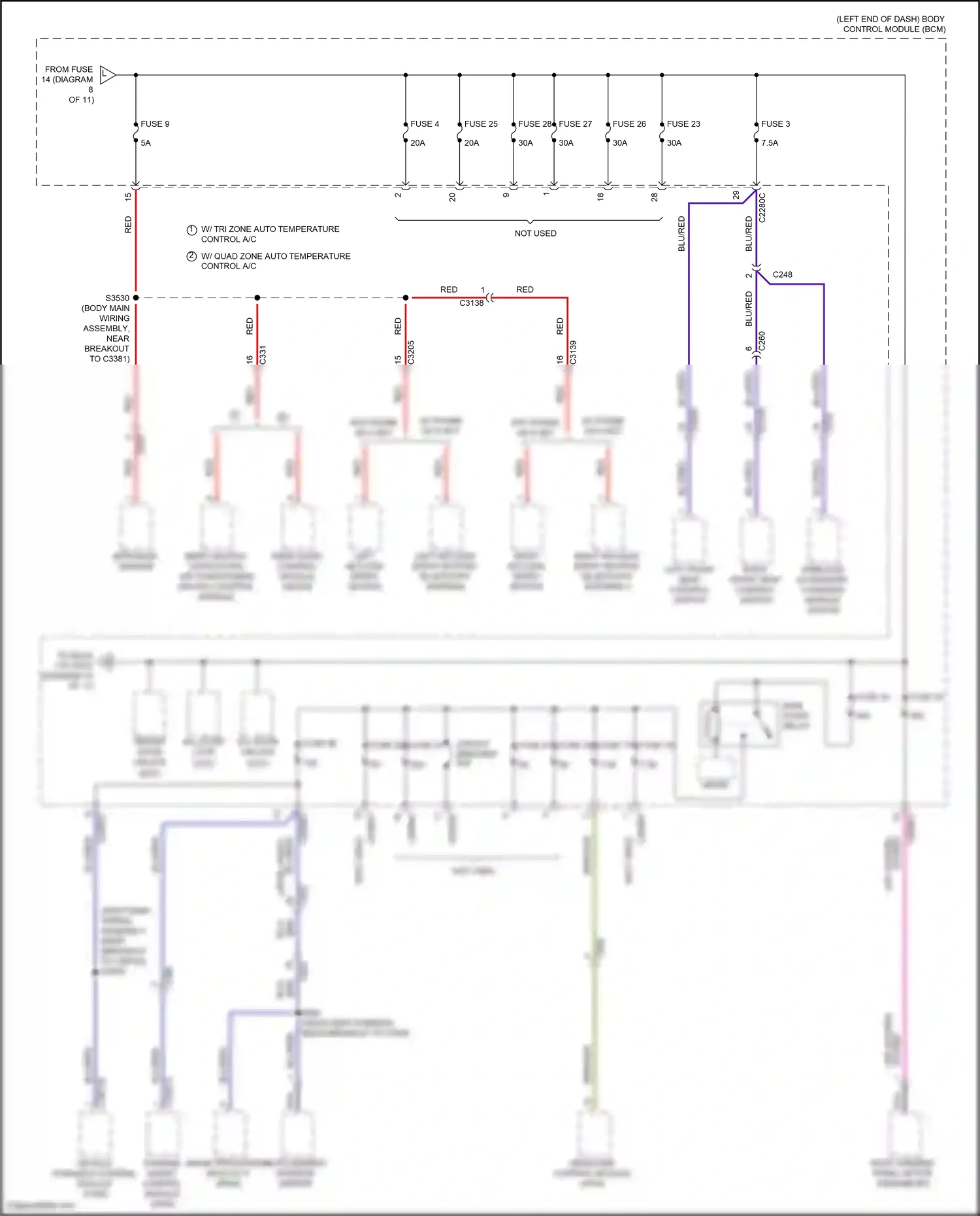 Wiring diagram right front seat control switch for Lincoln Aviator II (2019-2024) (5 of 5)