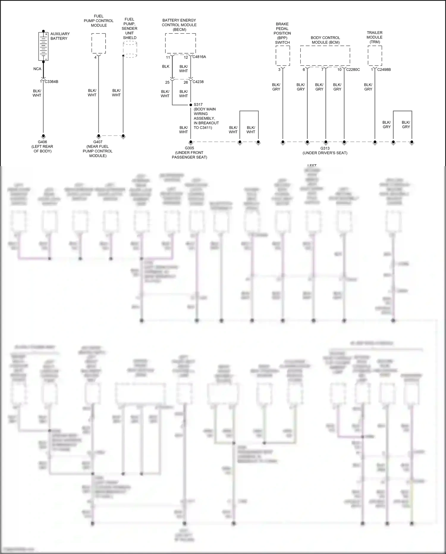 Wiring diagram second row console storage bin lamp for Lincoln Aviator II (2019-2024) (2 of 2)