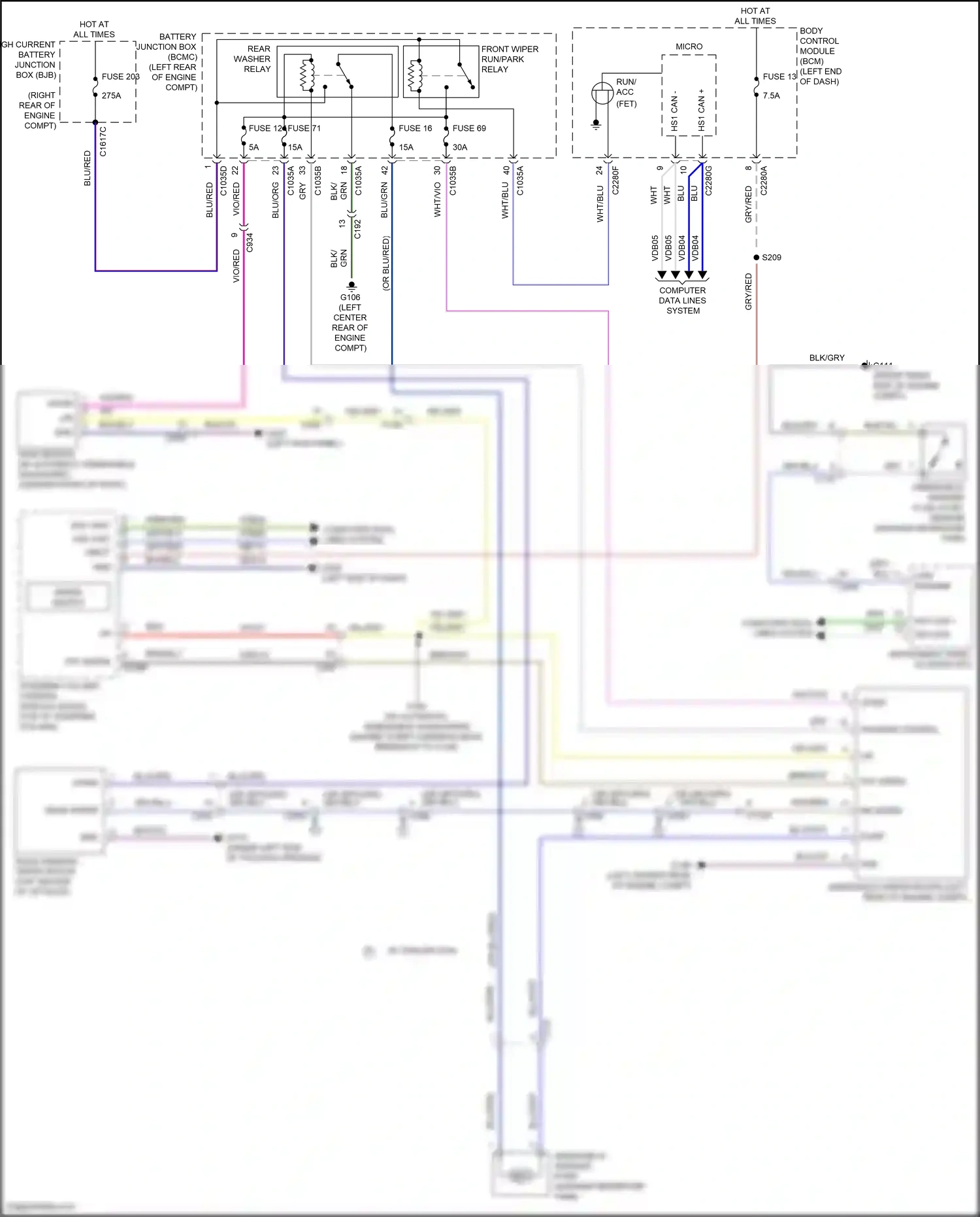 Wiring diagram wiper switch for Lincoln Aviator II (2019-2024) (1 of 1)
