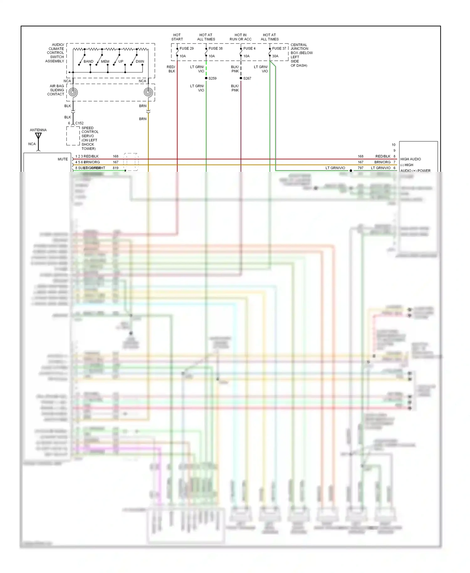 Lincoln Continental IX (1995-2002) front control unit wiring diagram  (2 of 2)