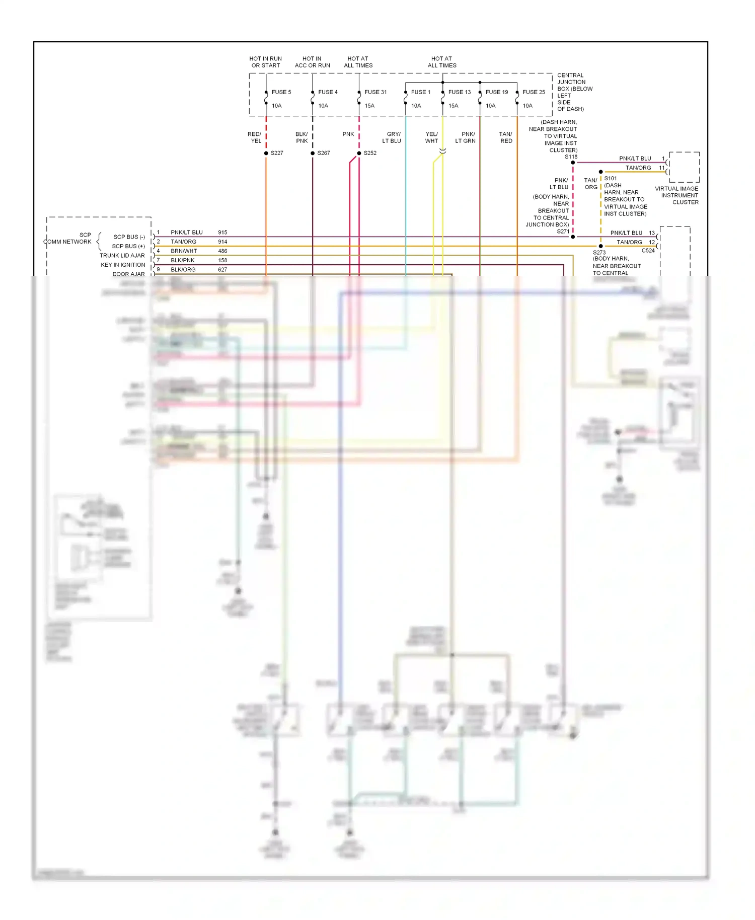 Lincoln Continental IX (1995-2002) key warning switch wiring diagram  (2 of 2)