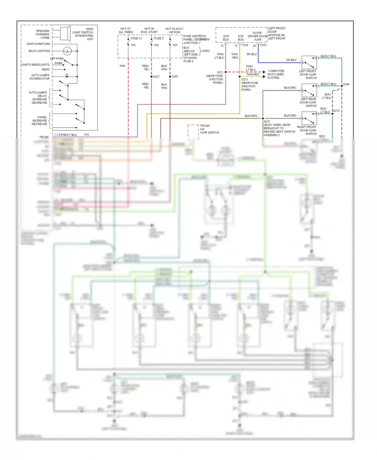 Lincoln Continental IX (1995-2002) switch return wiring diagram  (1 of 5)