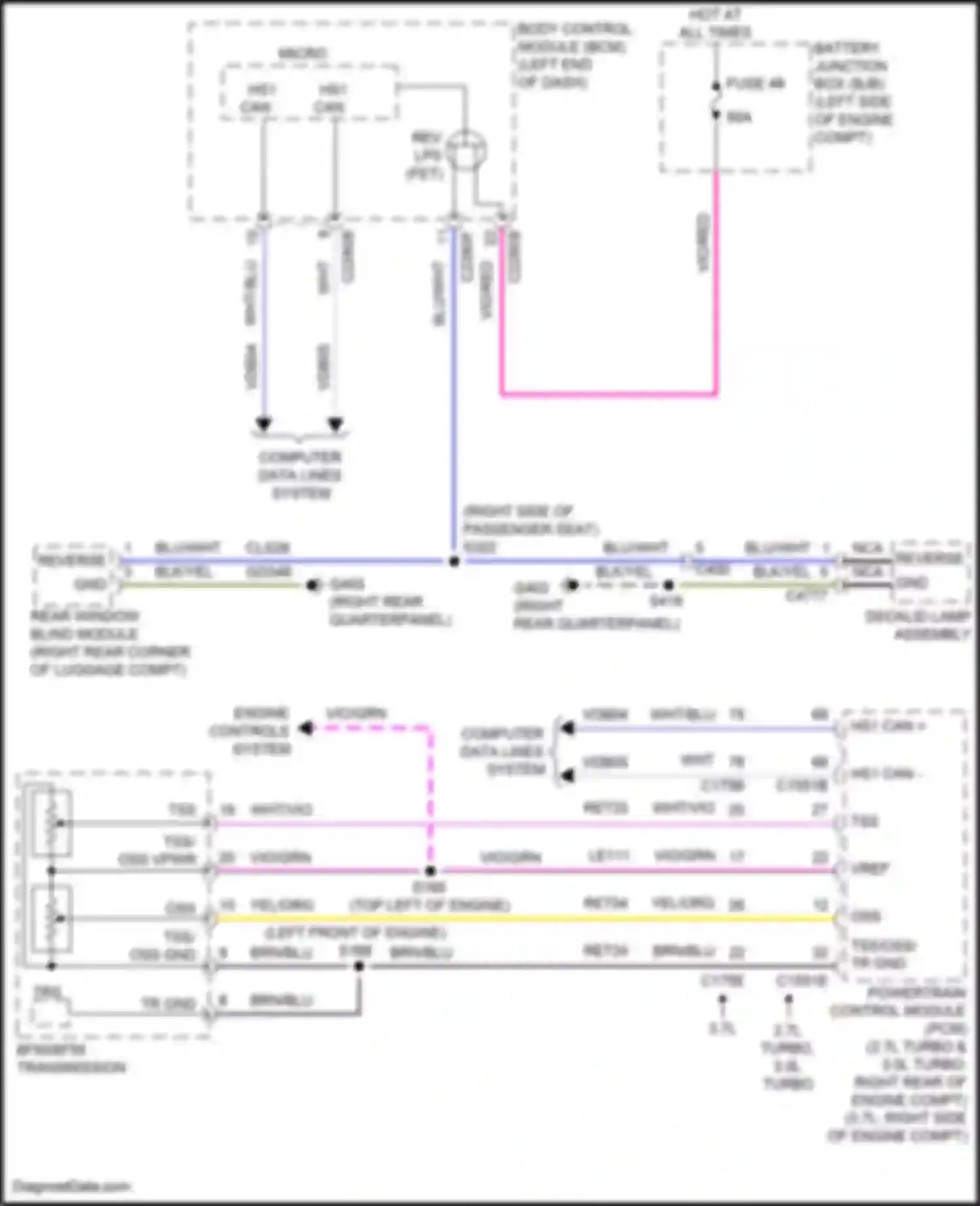 Wiring diagram decklid lamp assembly for Lincoln Continental X (2016-2024) (2 of 9)