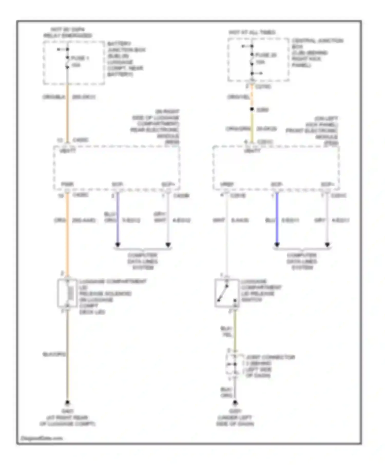 LS Lincoln I facelift (2003-2006): Trunk release circuit