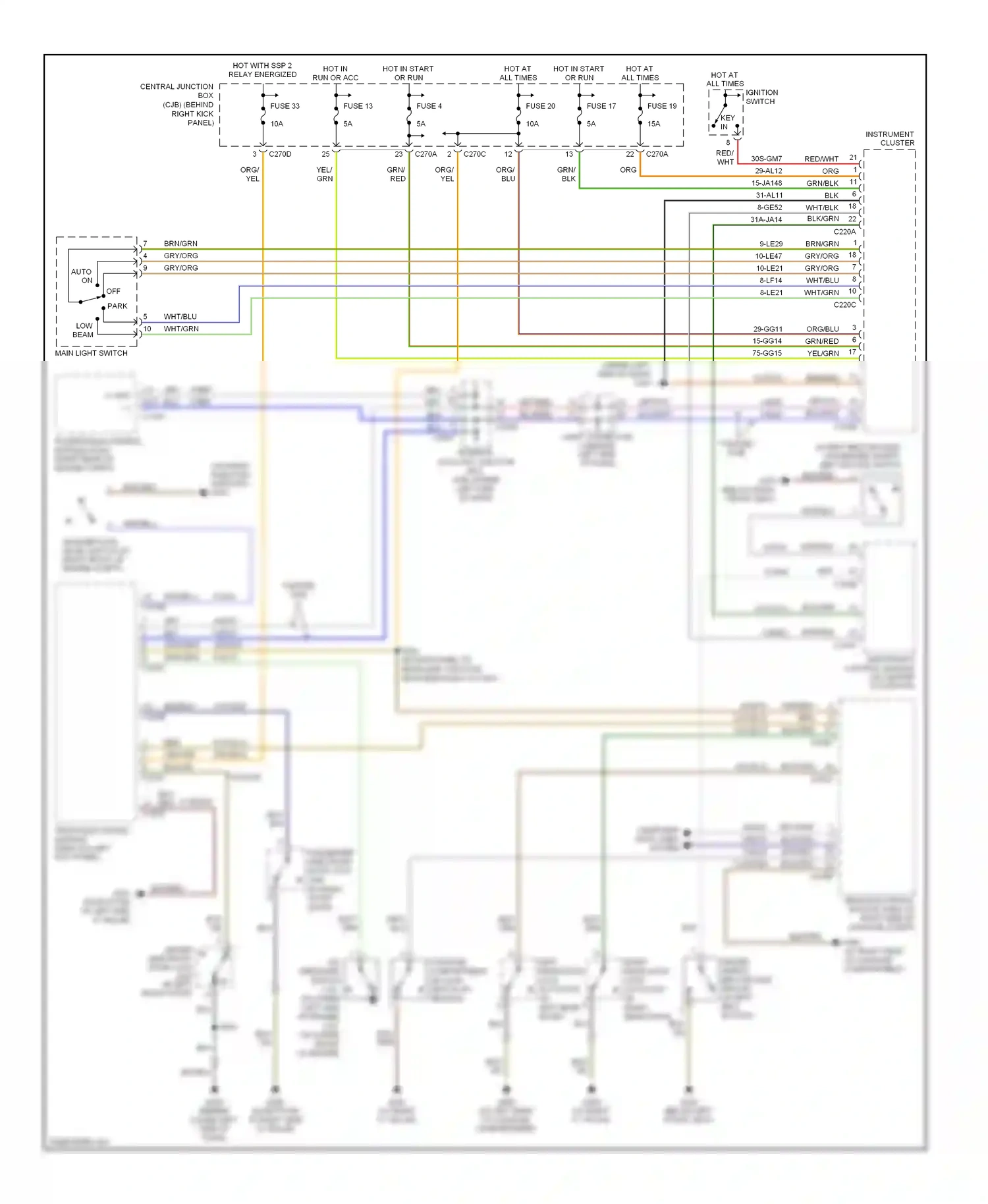 Lincoln LS I facelift (2003-2006) ignition switch wiring diagram  (4 of 4)