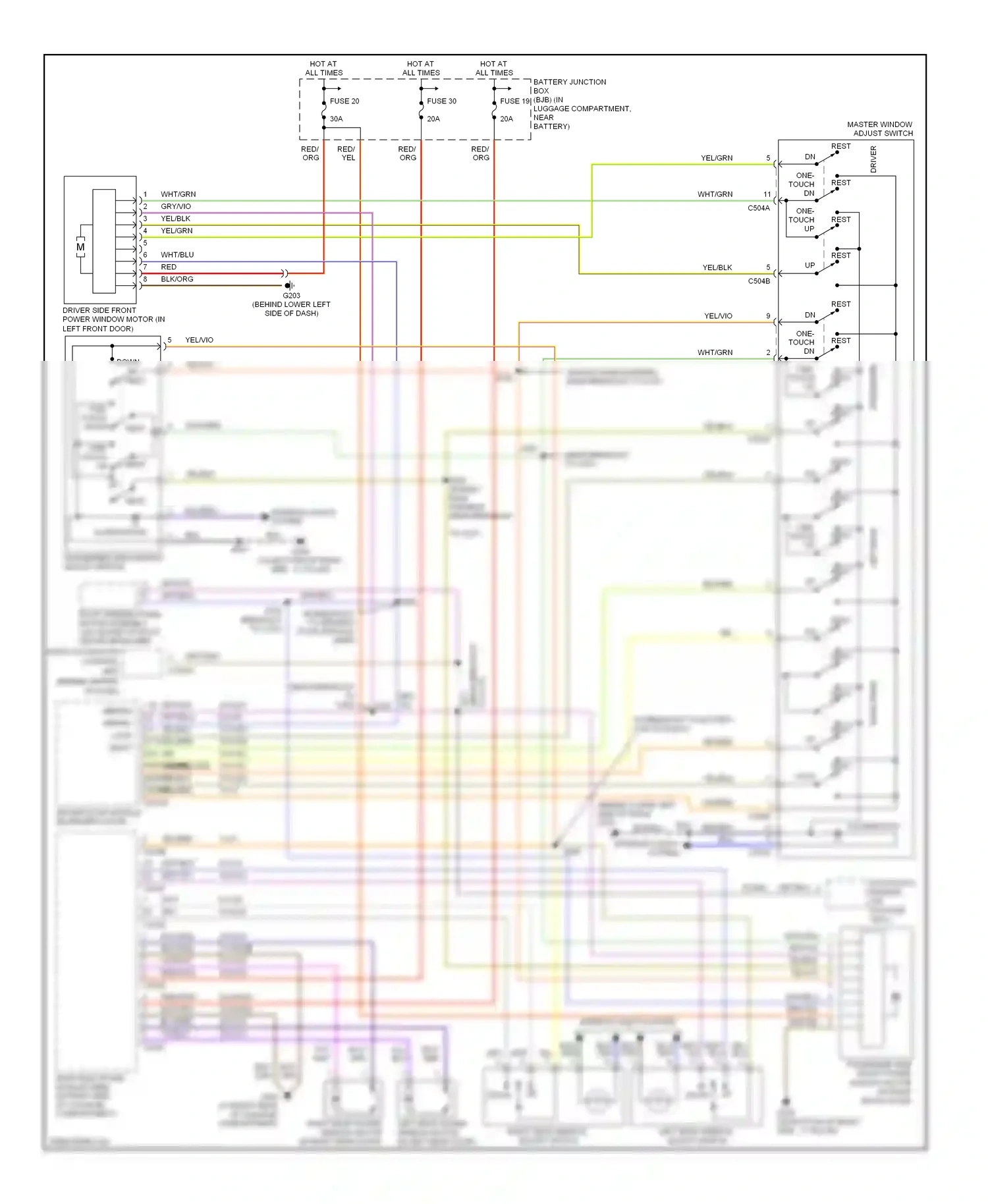 Lincoln LS I facelift (2003-2006) master window adjust switch wiring diagram  (2 of 2)