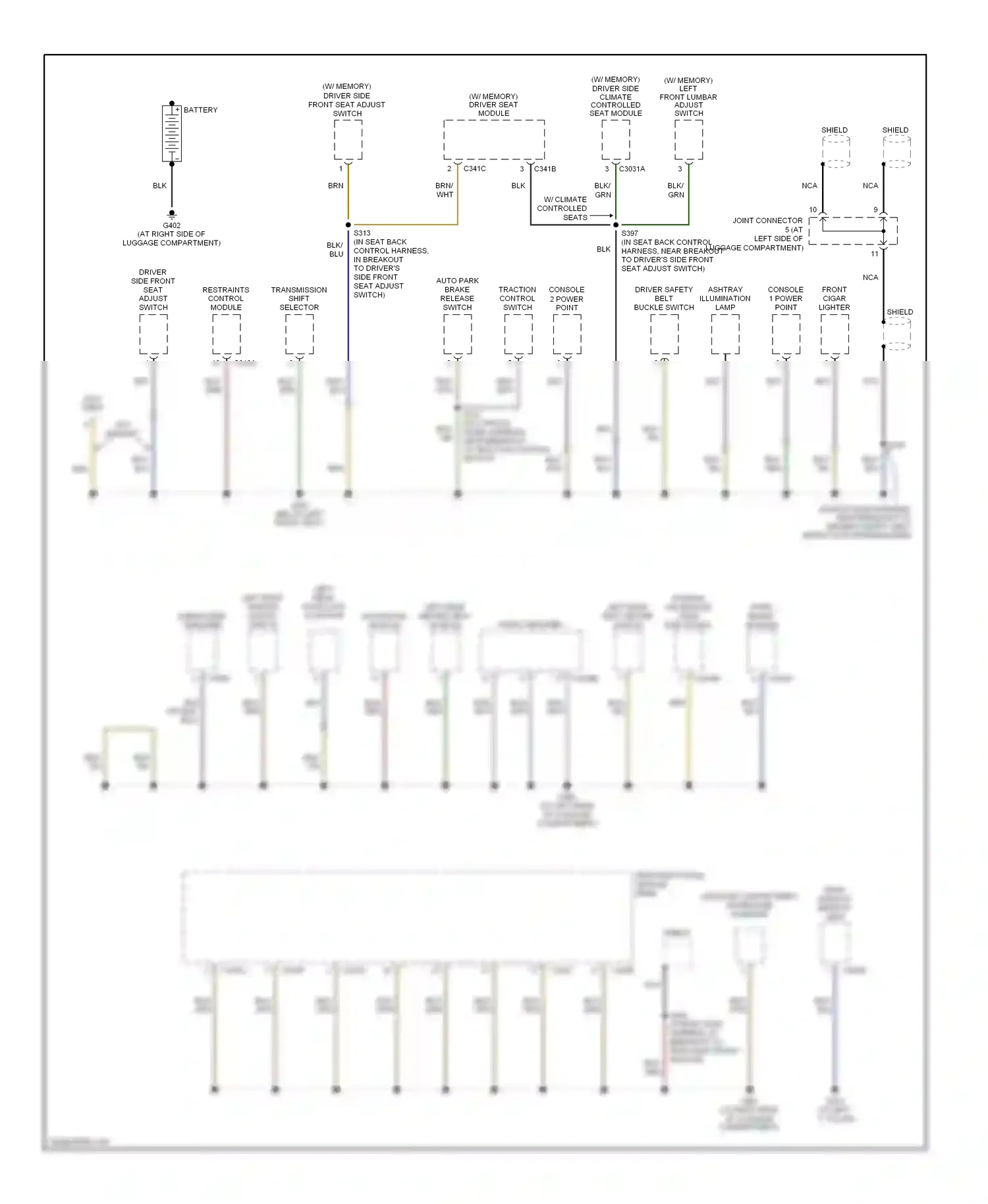 Lincoln LS I facelift (2003-2006) restraints control module wiring diagram  (1 of 2)