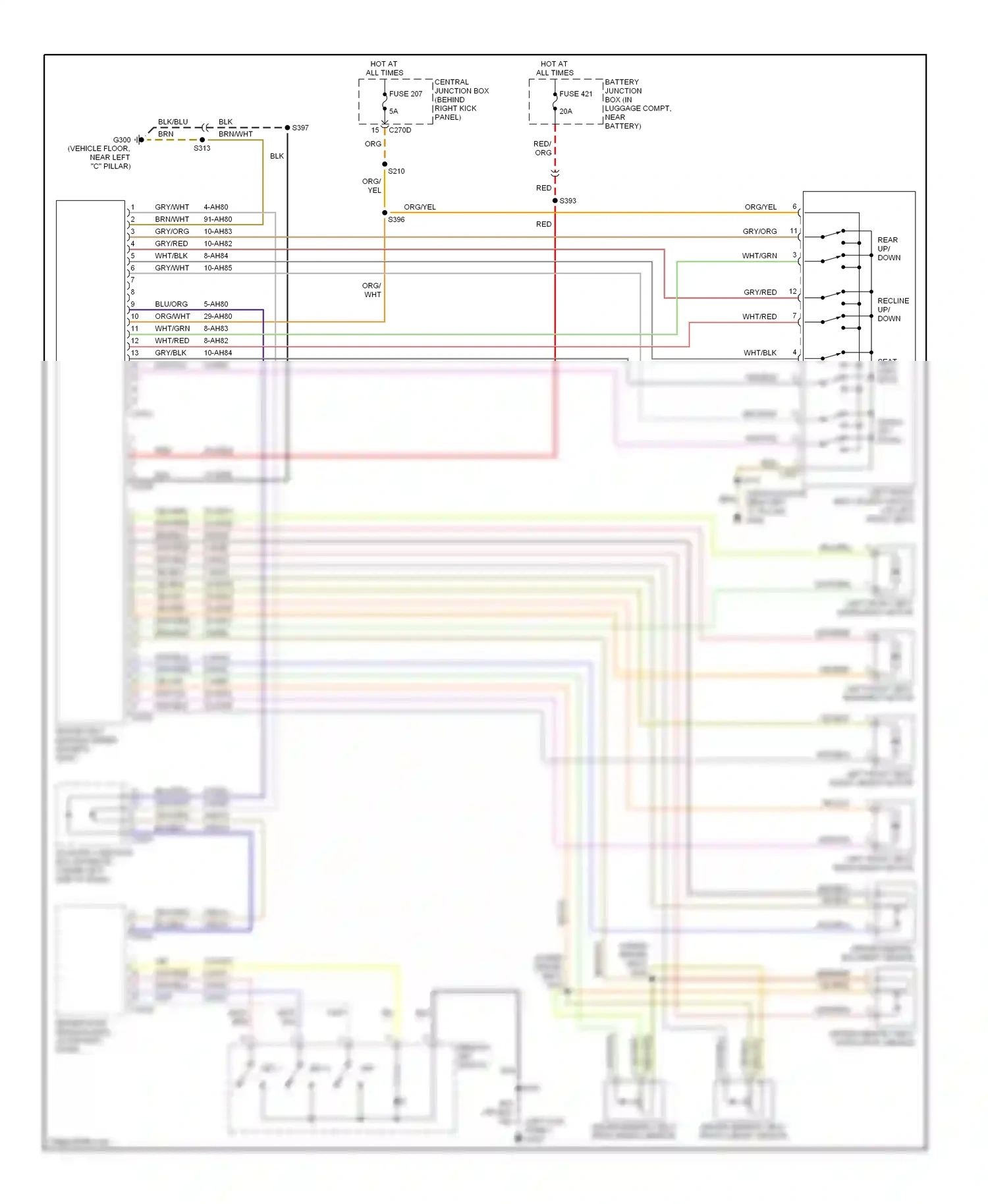 Lincoln LS I (1999-2002) driver memory backrest sensor wiring diagram  (1 of 1)