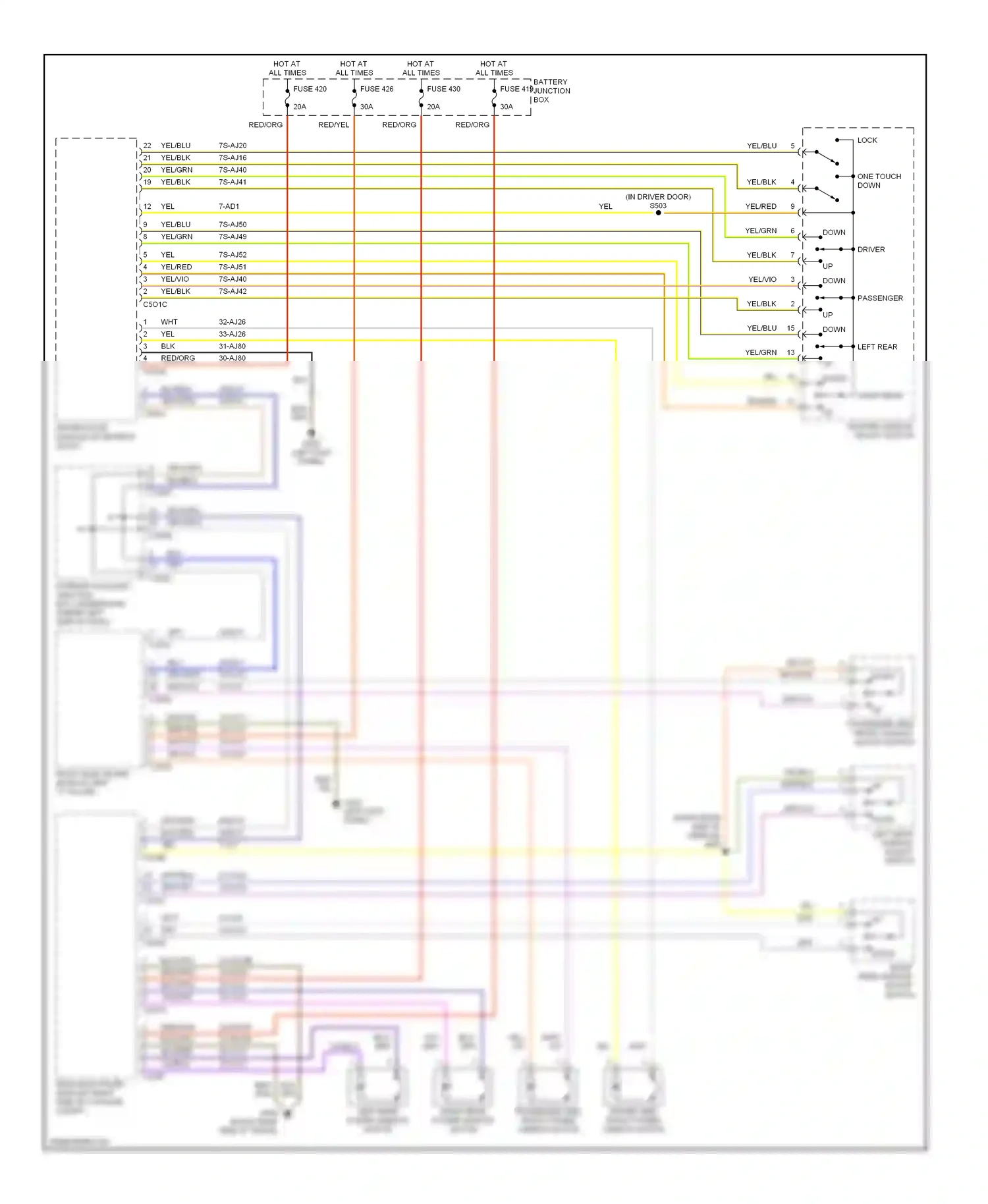 Lincoln LS I (1999-2002) master window adjust switch wiring diagram  (3 of 3)