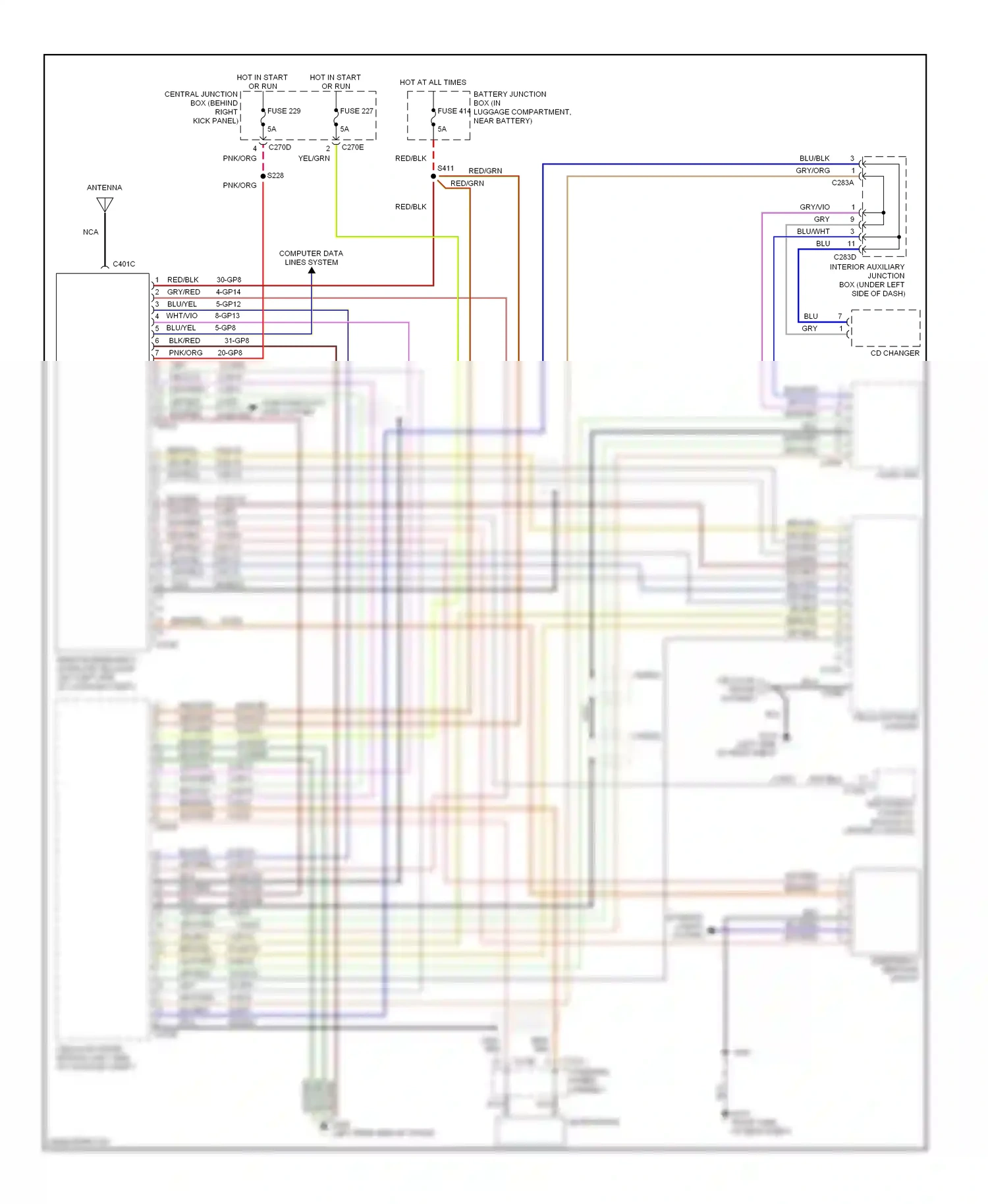 Lincoln LS I (1999-2002) steering wheel asembly wiring diagram  (1 of 1)