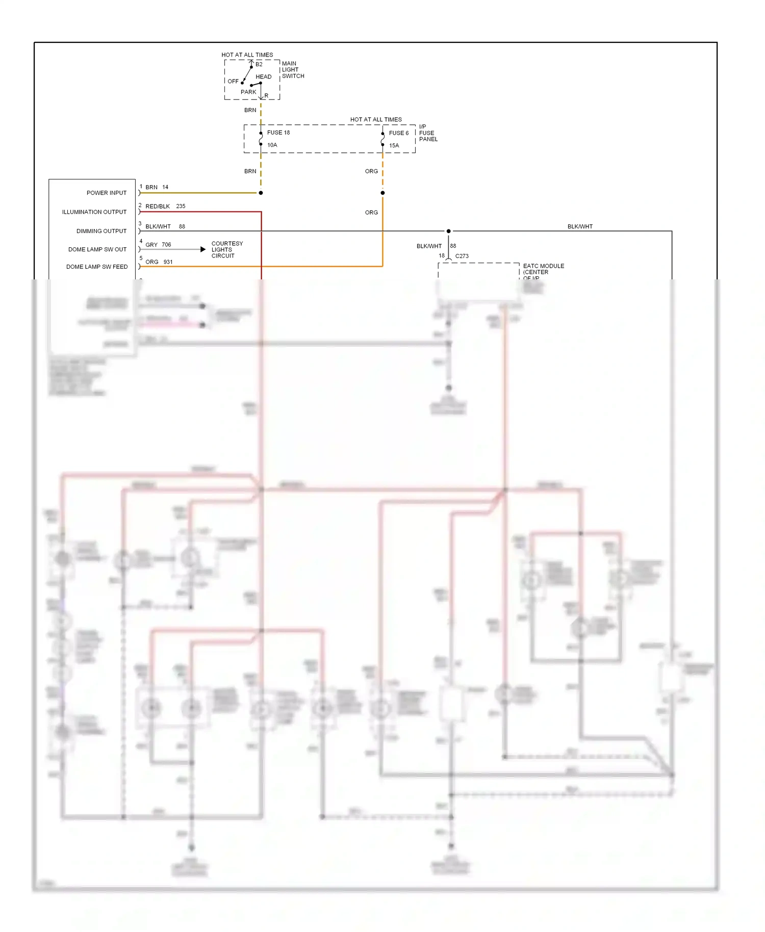 Lincoln Mark I (1992-1998) delayed exit timed output wiring diagram  (1 of 1)