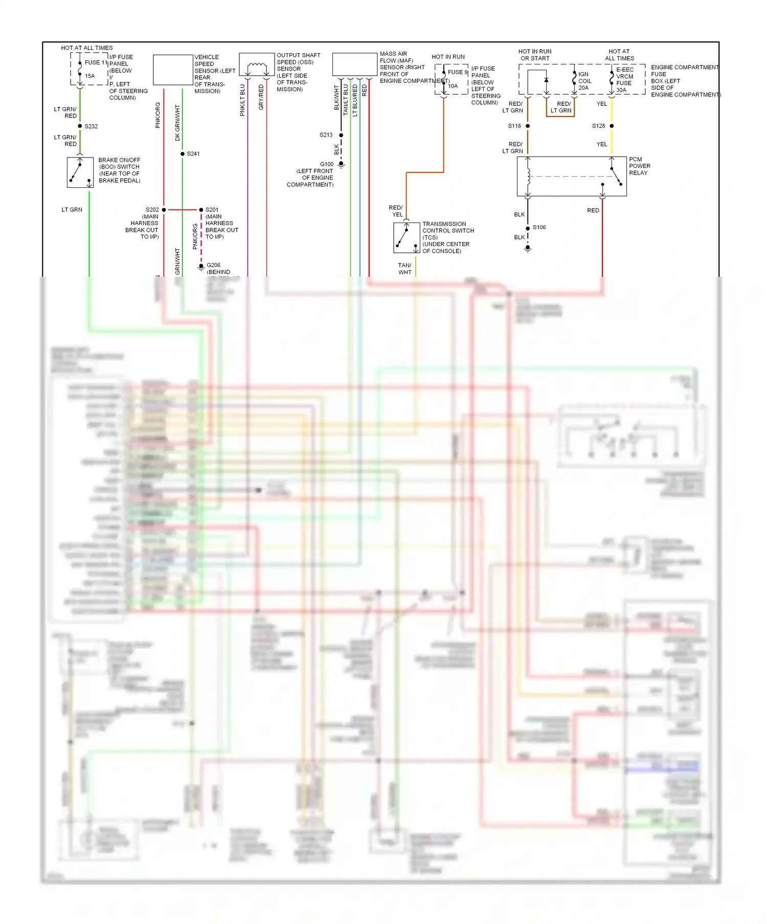 Lincoln Mark I (1992-1998) engine coolant temperature (ect) sensor (lower front of engine) wiring diagram  (1 of 1)