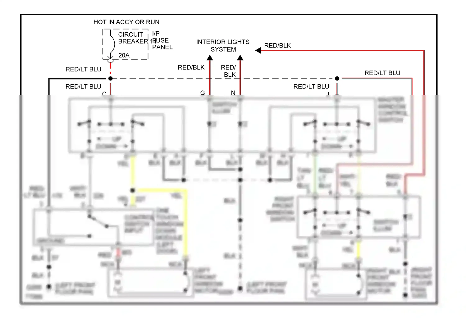 Lincoln Mark I (1992-1998) master window control switch wiring diagram  (2 of 2)