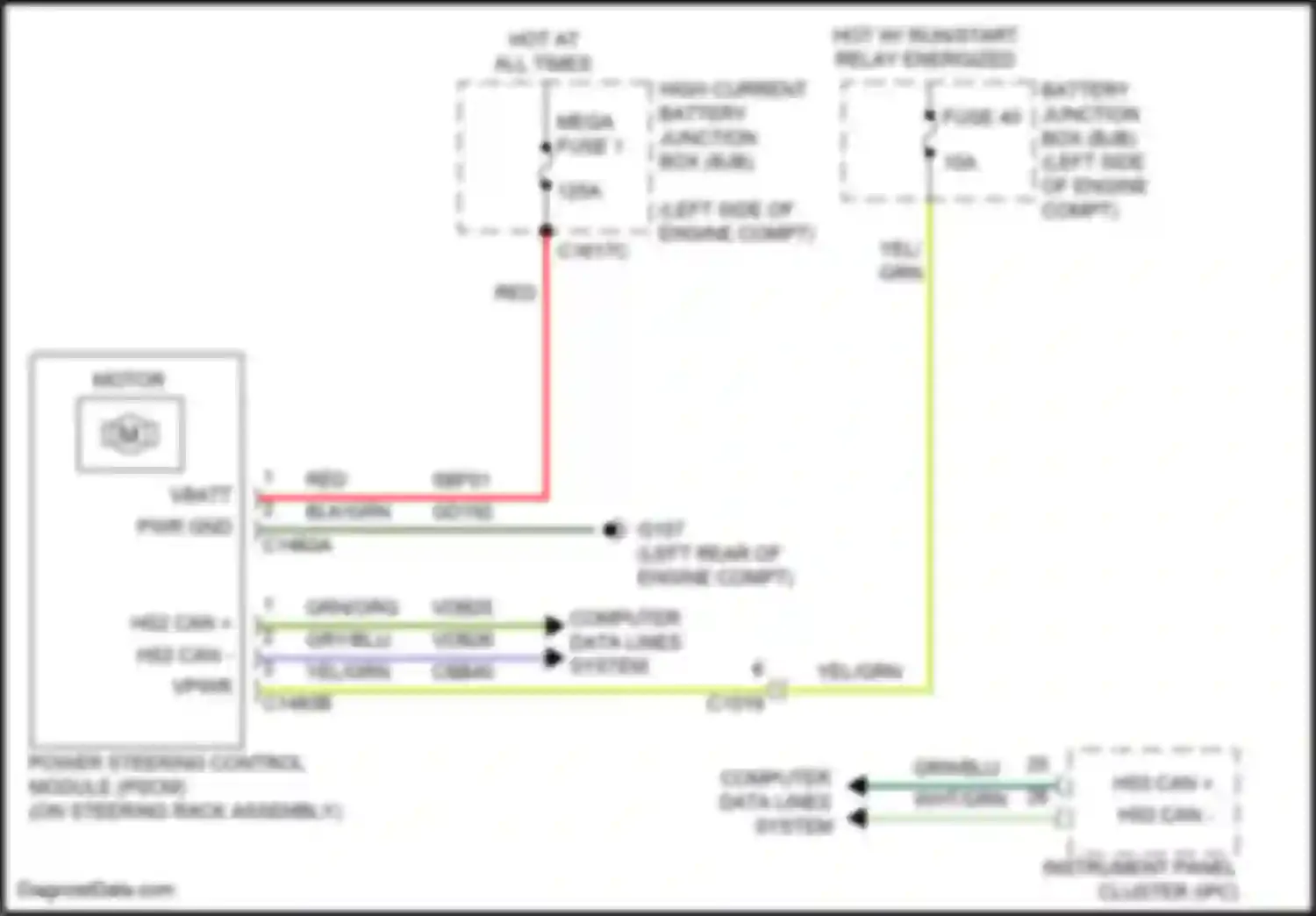 Car Wiring Diagrams for MKC Lincoln I facelift (2018-2019): Electronic power steering circuit