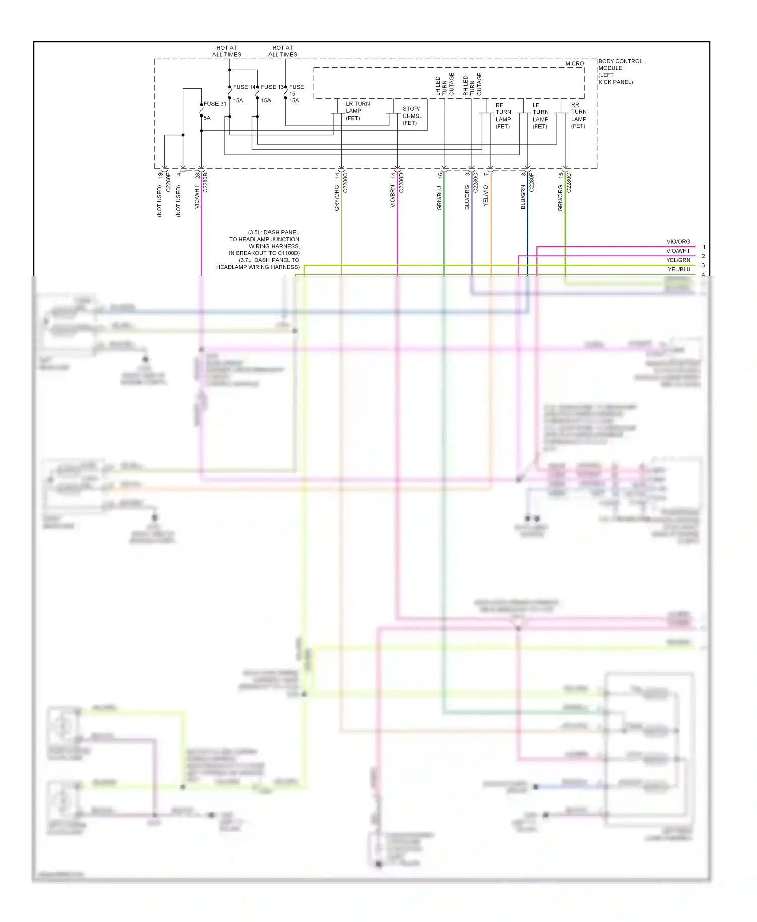 Lincoln MKS I facelift (2012-2016) body control module (left kick panel) micro wiring diagram  (1 of 1)