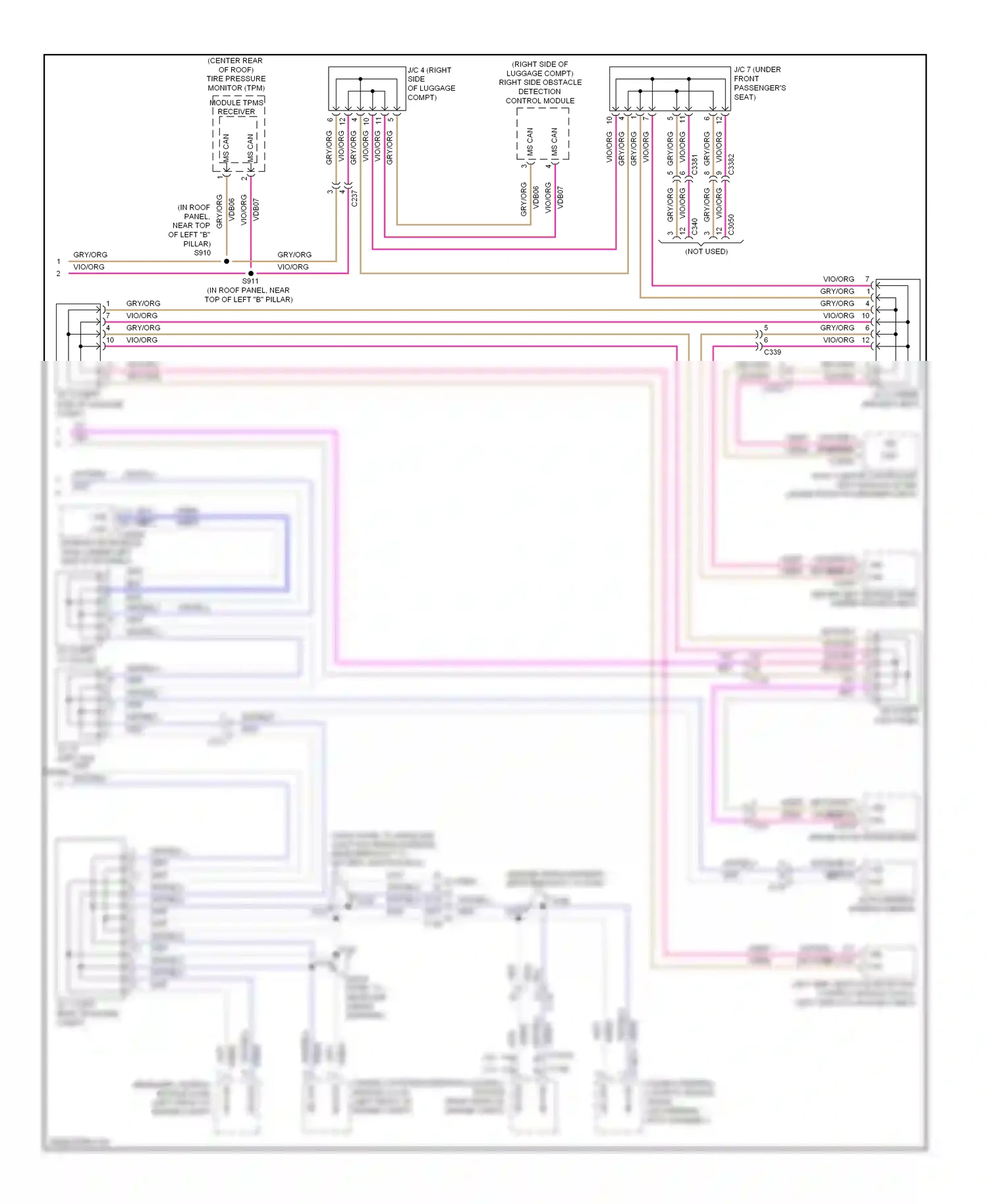 Lincoln MKS I facelift (2012-2016) right side obstacle detection control module wiring diagram  (1 of 1)
