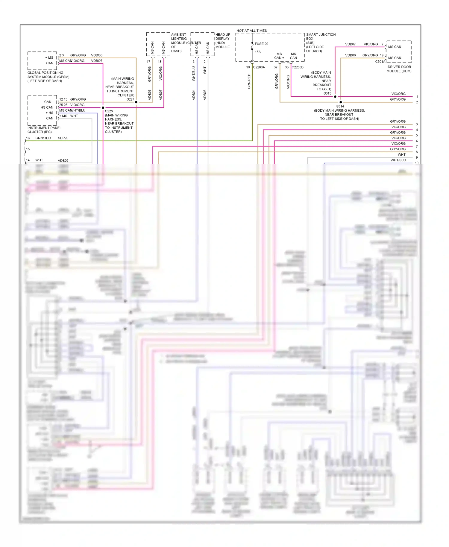 Lincoln MKS I (2008-2012) accessory protocol interface module (apim) (under center console) wiring diagram  (1 of 5)