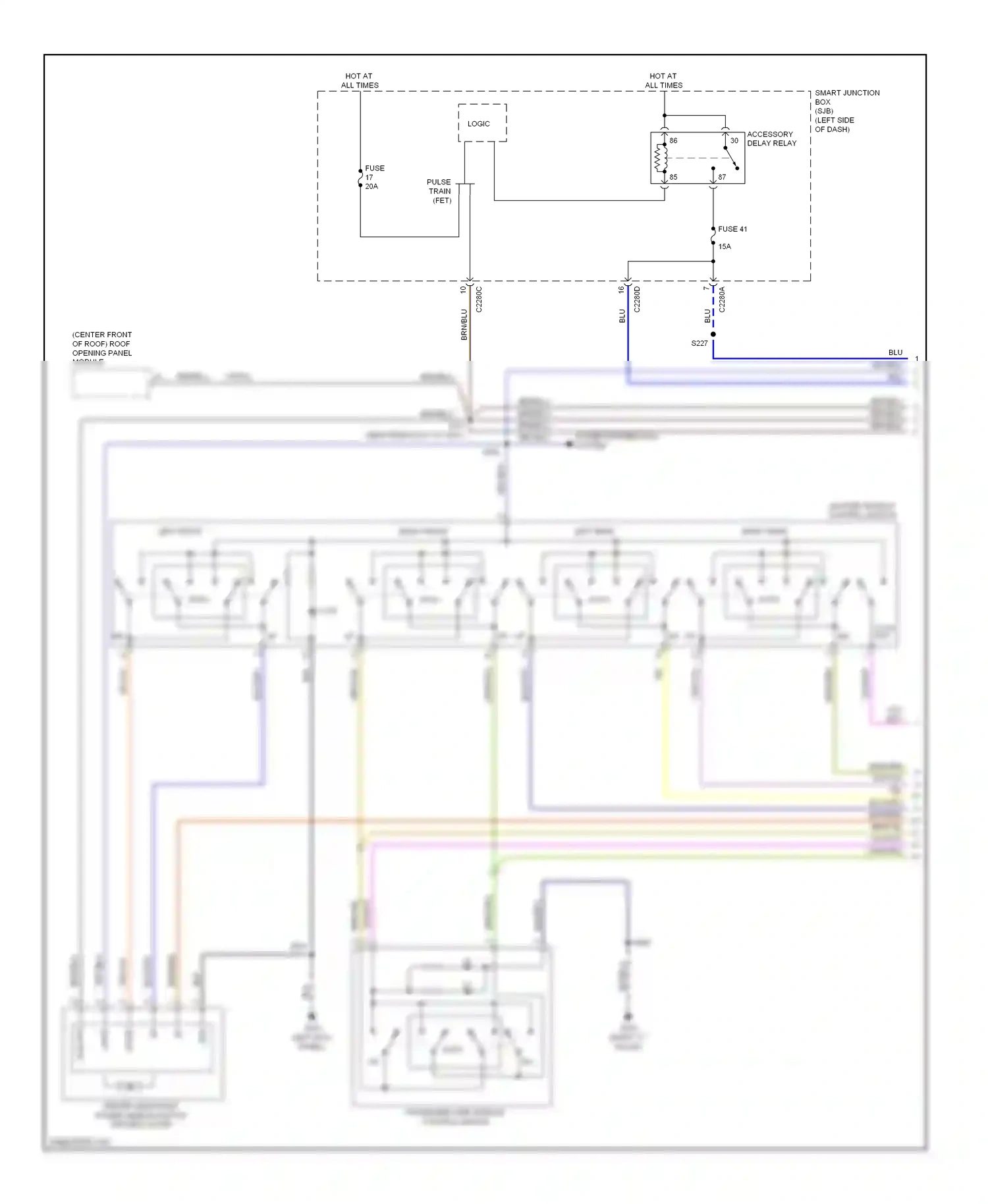 Lincoln MKS I (2008-2012) master window control switch wiring diagram  (1 of 1)