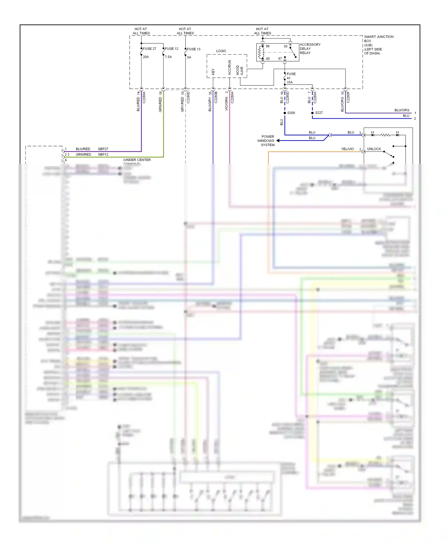 Lincoln MKS I (2008-2012) shift interlock system computer data lines system wiring diagram  (1 of 2)