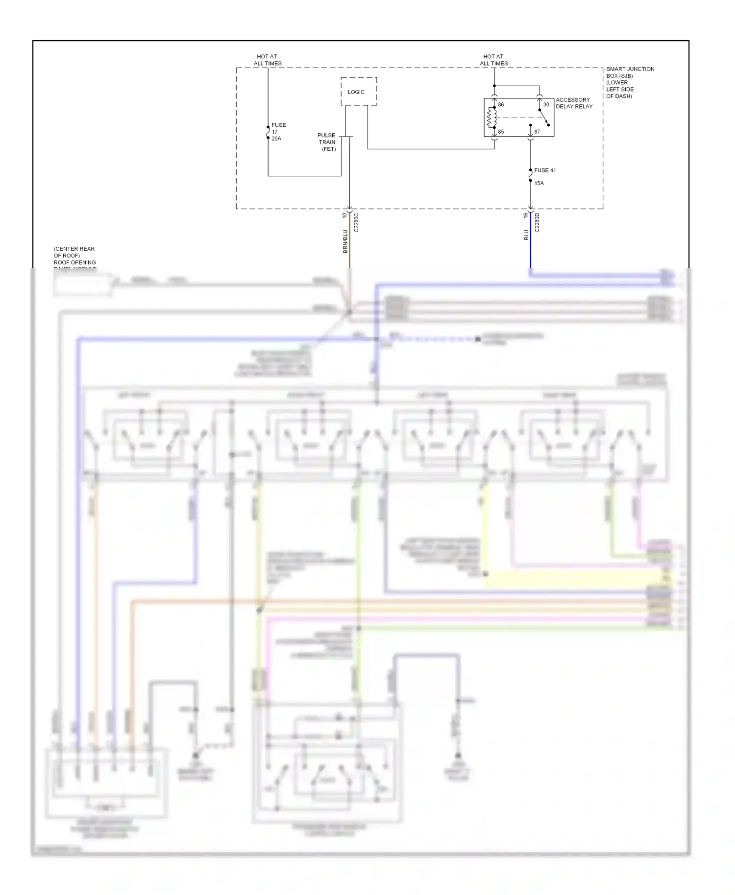 Lincoln MKT I (2009-2012) master window control switch wiring diagram  (1 of 1)