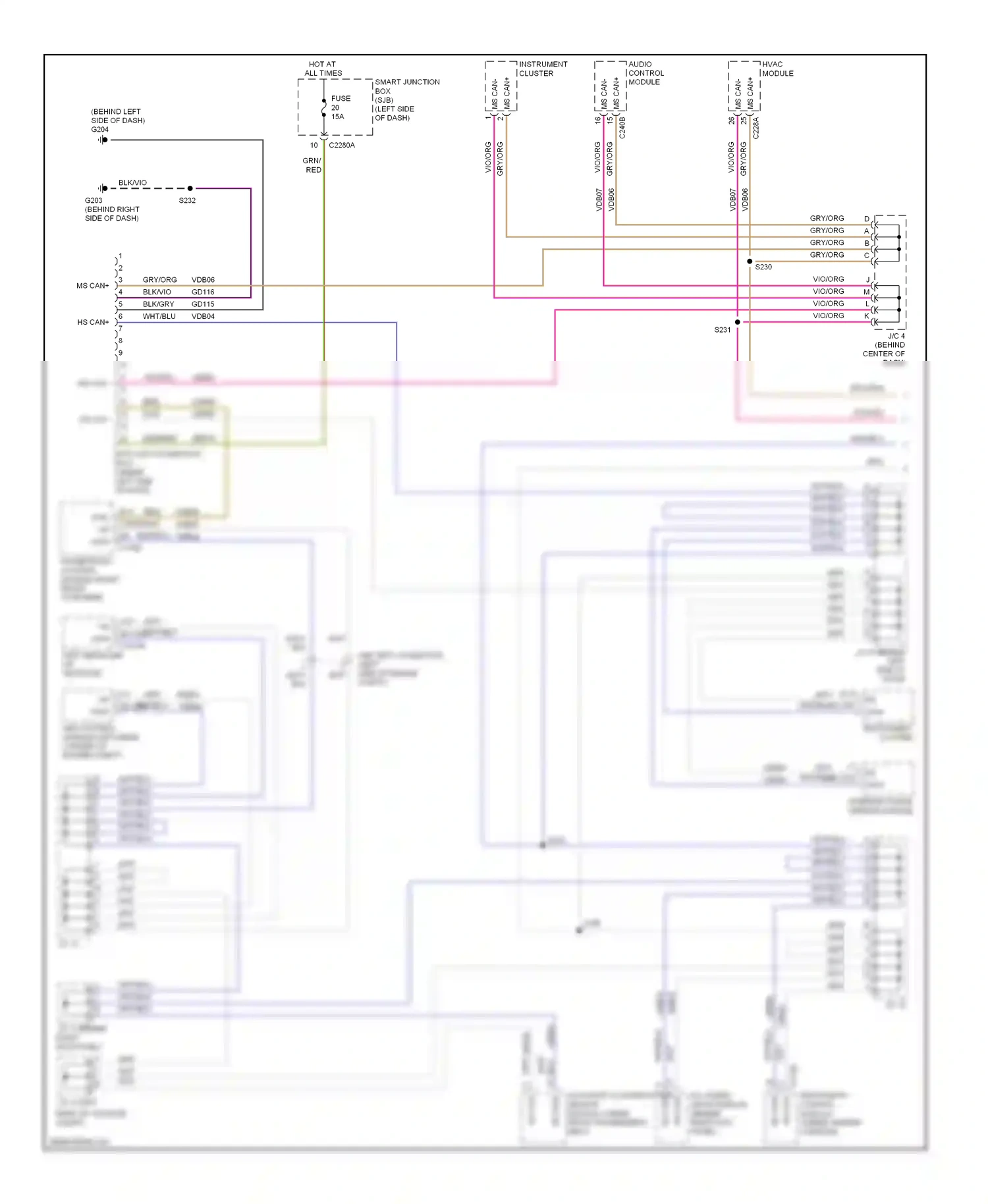 Lincoln MKX I (2006-2010) occupant classification sensor module (under front passenger's seat) wiring diagram  (1 of 1)