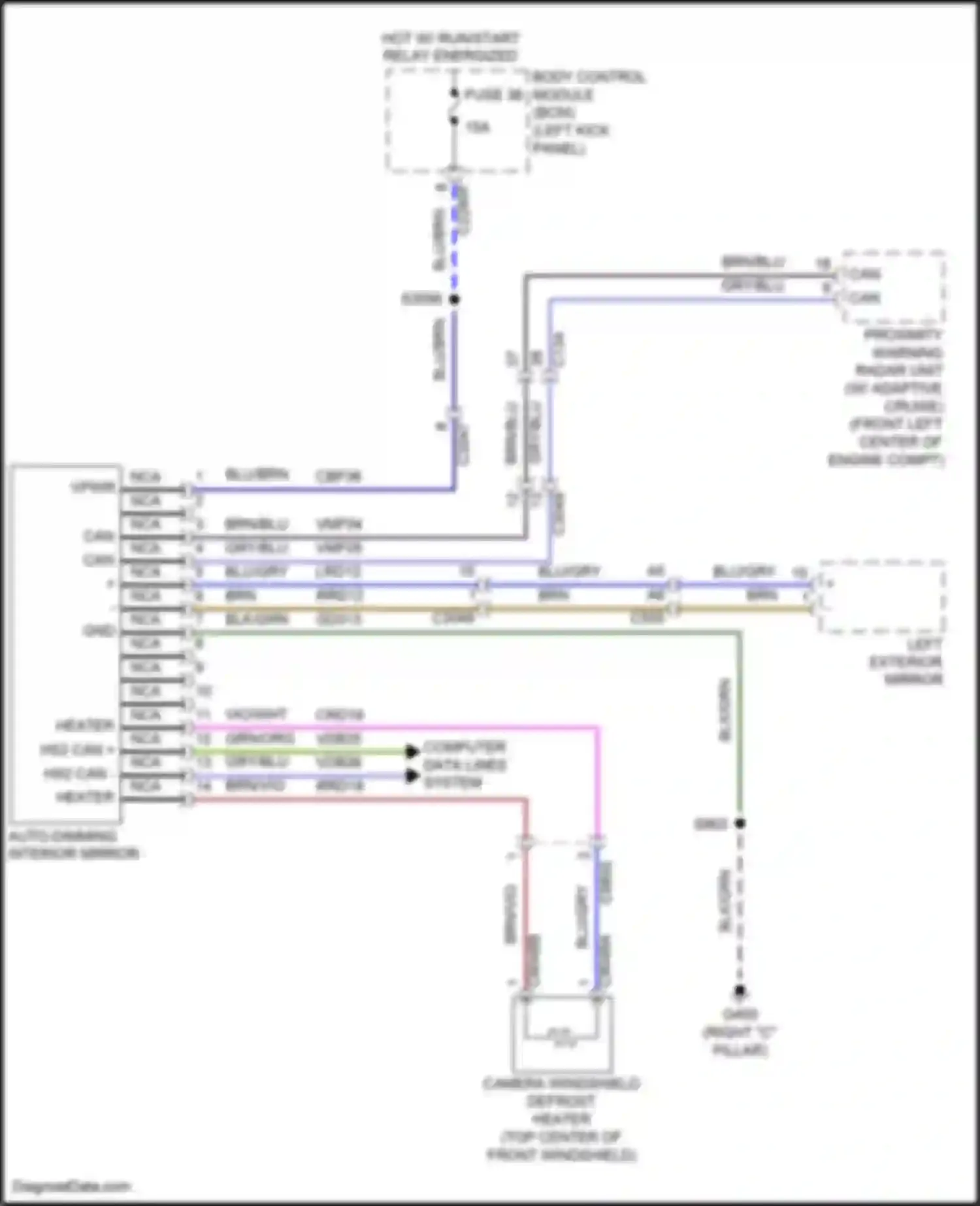 Wiring diagram proximity warning radar unit for Lincoln MKX II (2015-2018) (2 of 4)