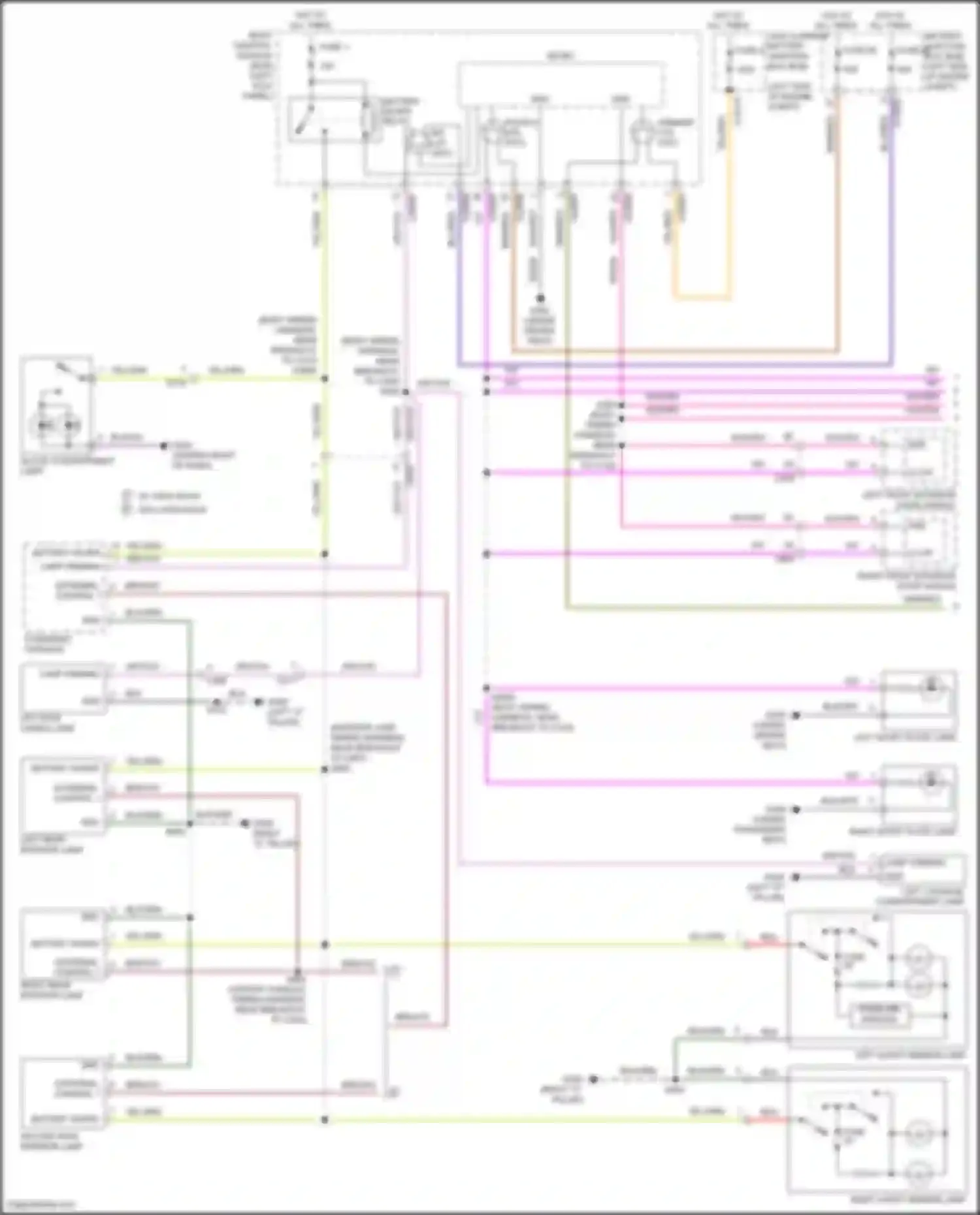 Wiring diagram second row interior lamp for Lincoln MKX II (2015-2018) (1 of 3)