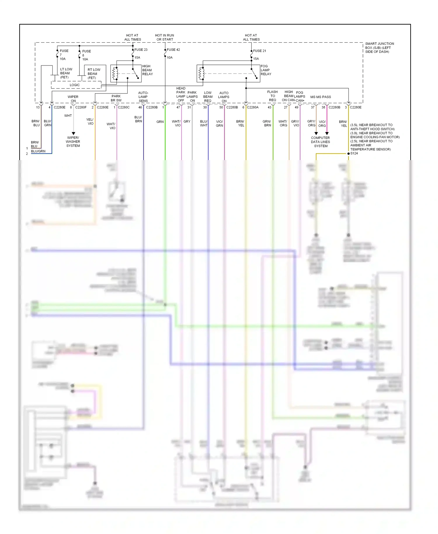 Lincoln MKZ I facelift (2009-2012) blu/grn wiring diagram  (6 of 17)
