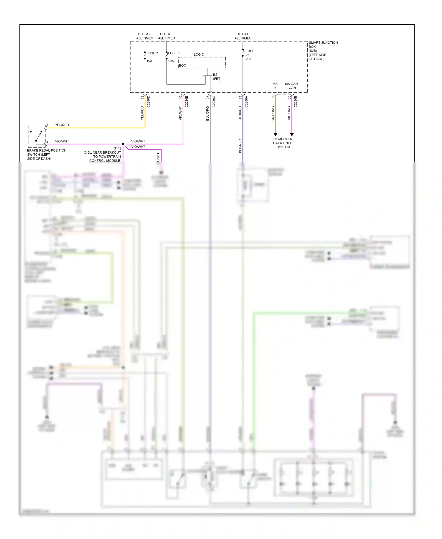 Lincoln MKZ I facelift (2009-2012) blu/org wiring diagram  (16 of 22)