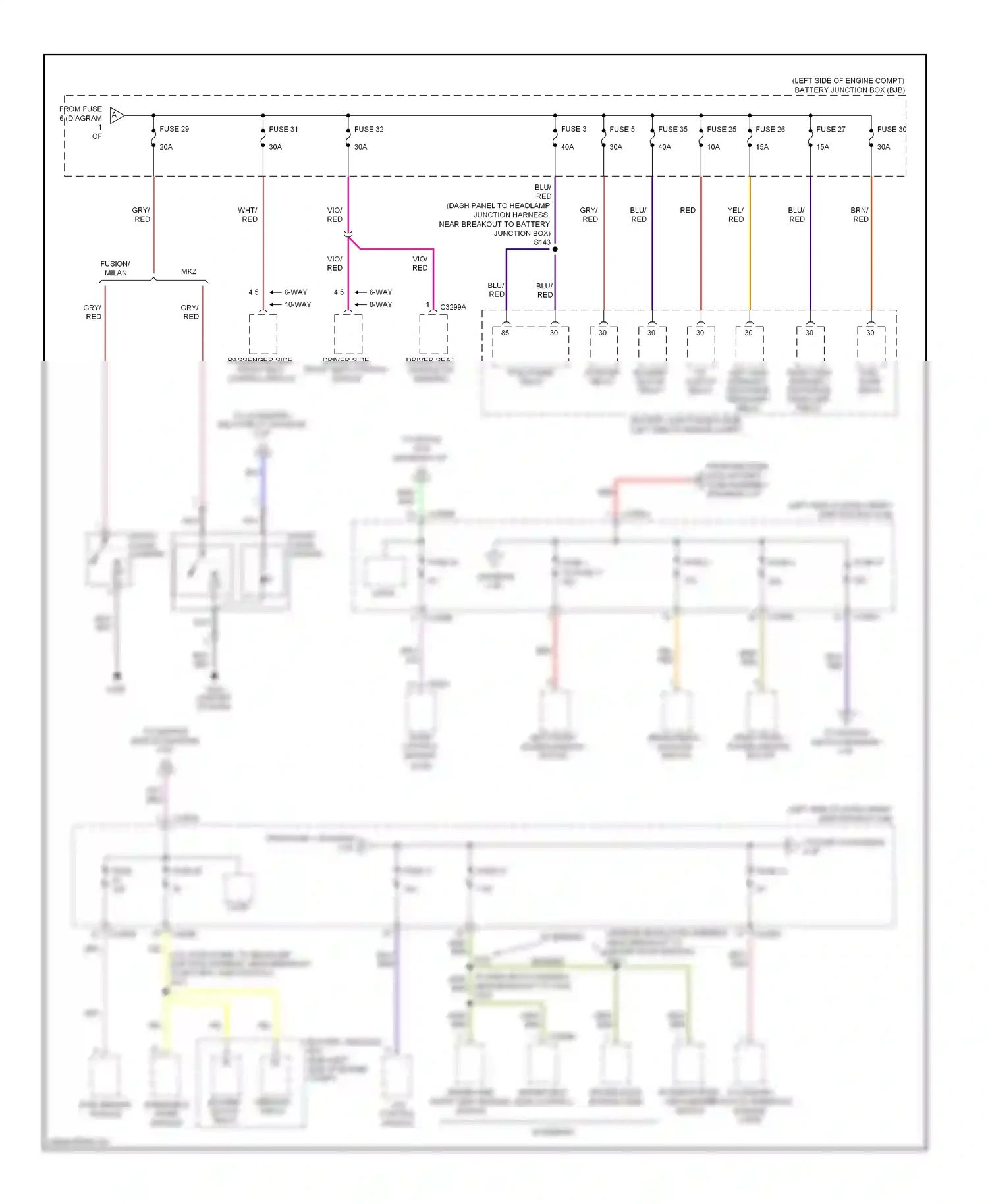 Lincoln MKZ I facelift (2009-2012) left front power window motor wiring diagram  (1 of 1)