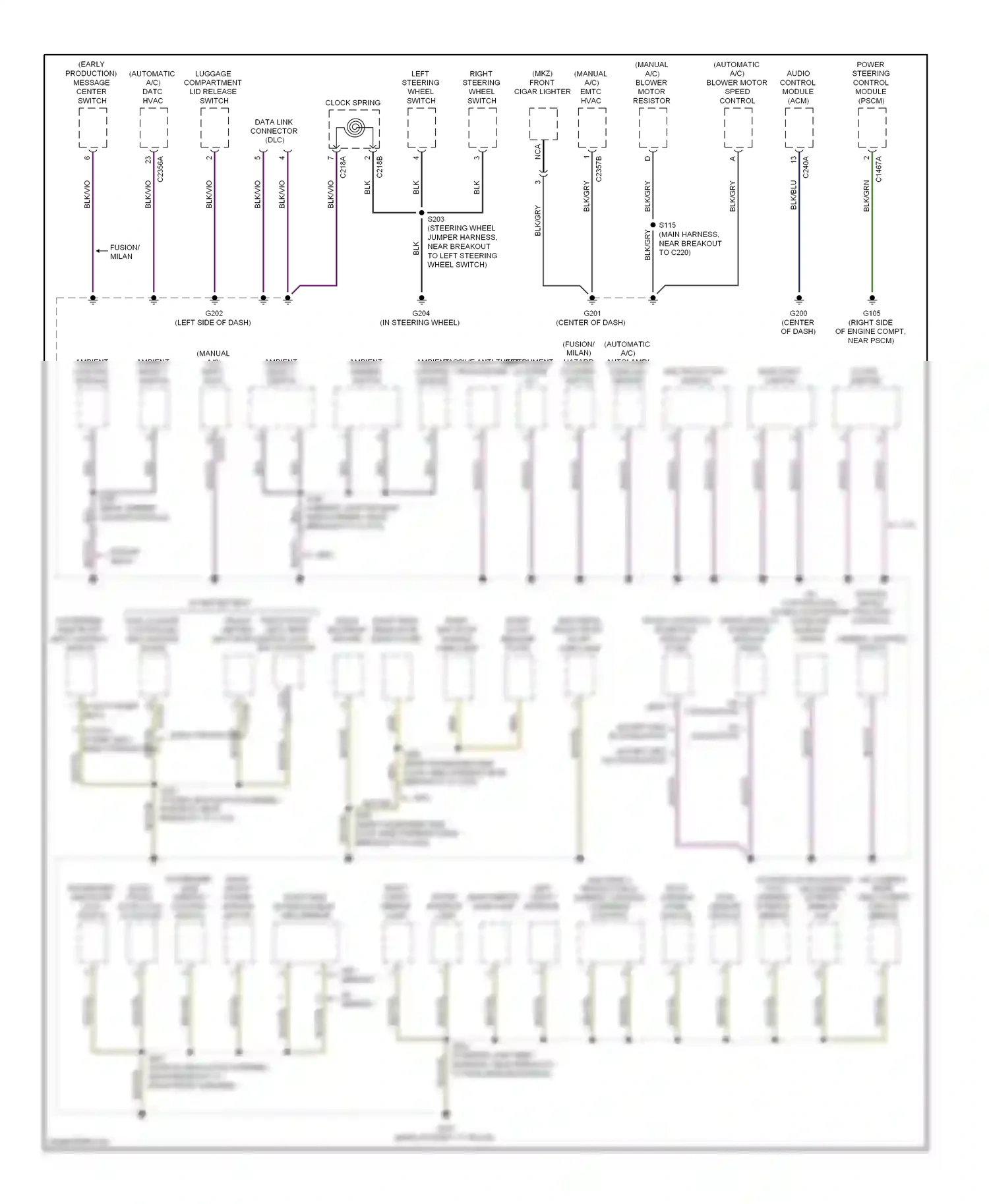 Lincoln MKZ I facelift (2009-2012) left steering wheel switch wiring diagram  (2 of 2)
