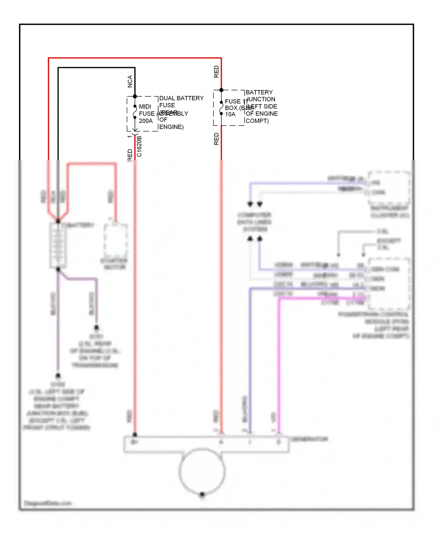 Lincoln MKZ I facelift (2009-2012) starter motor wiring diagram  (1 of 3)