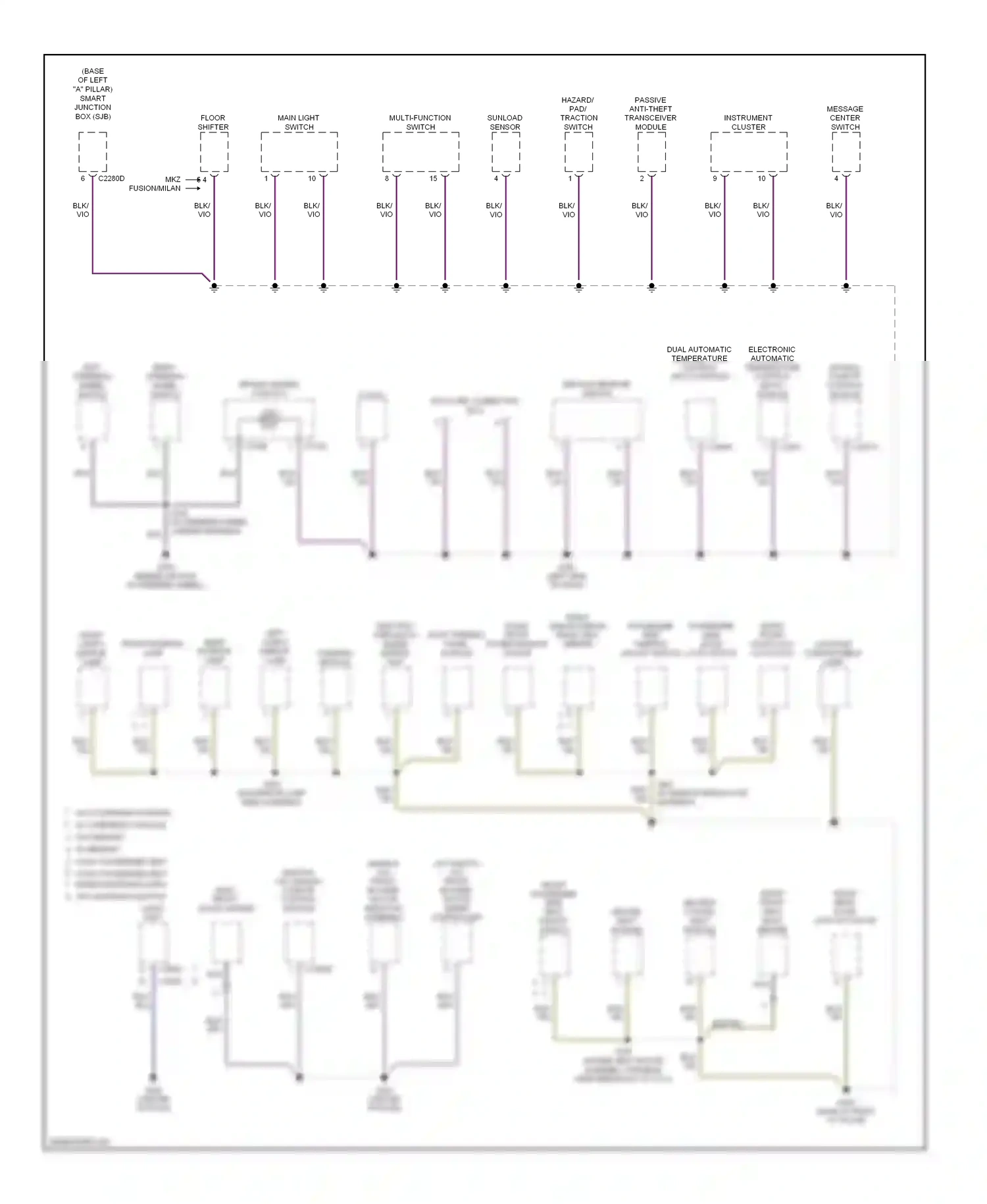 Lincoln MKZ I (2006-2009) dual automatic temperature control (datc) module wiring diagram  (1 of 2)