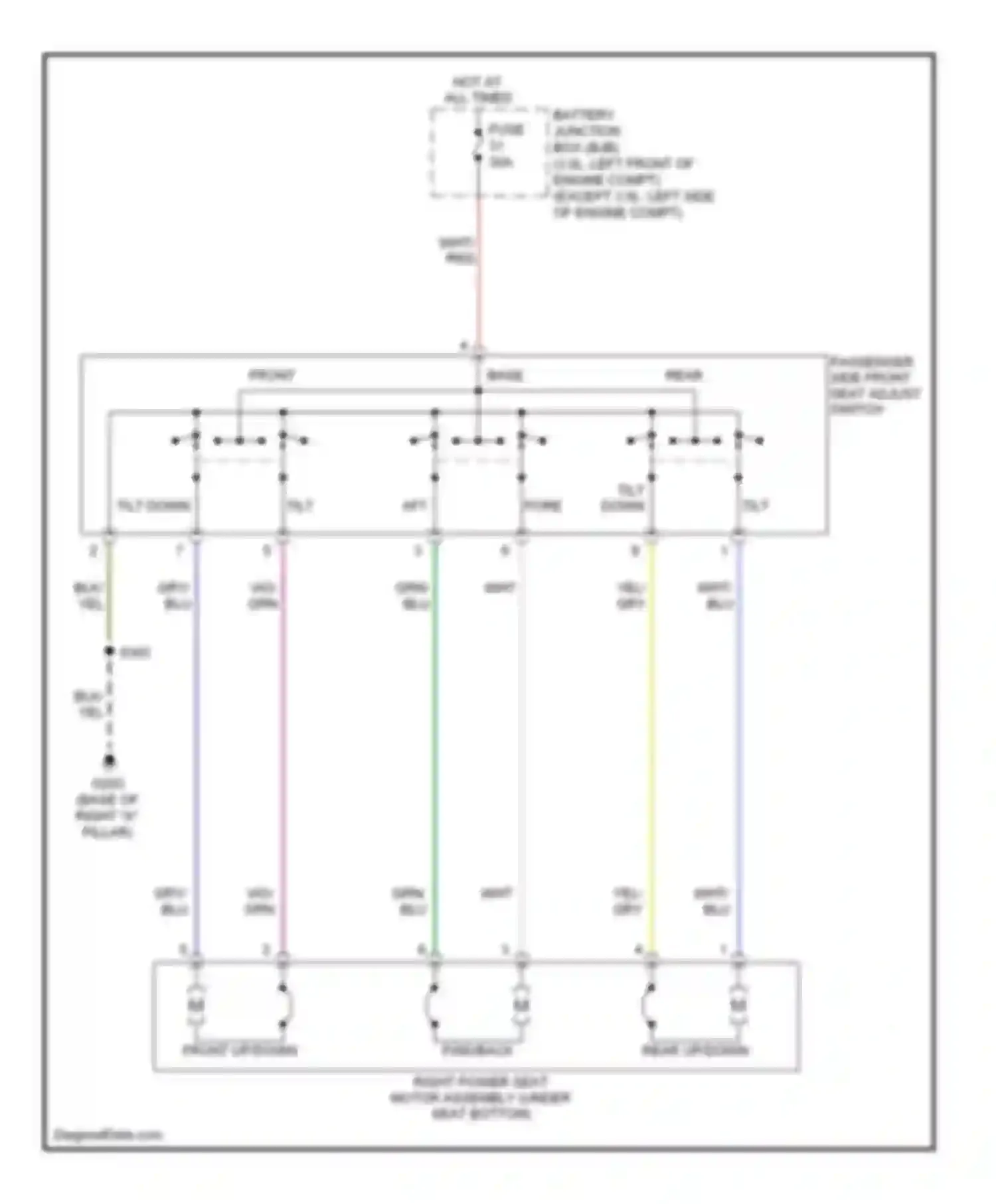 Wiring diagram passenger side front seat adjust switch for Lincoln MKZ I (2006-2009) (2 of 3)