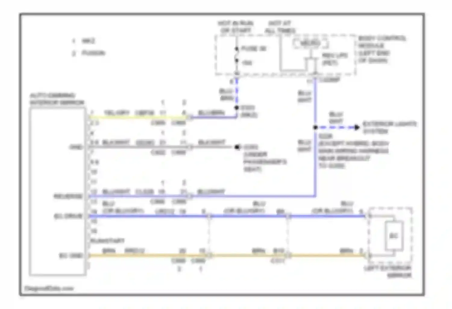 MKZ Lincoln II (2012-2016): Electrochromic mirror circuit, without rain sensor