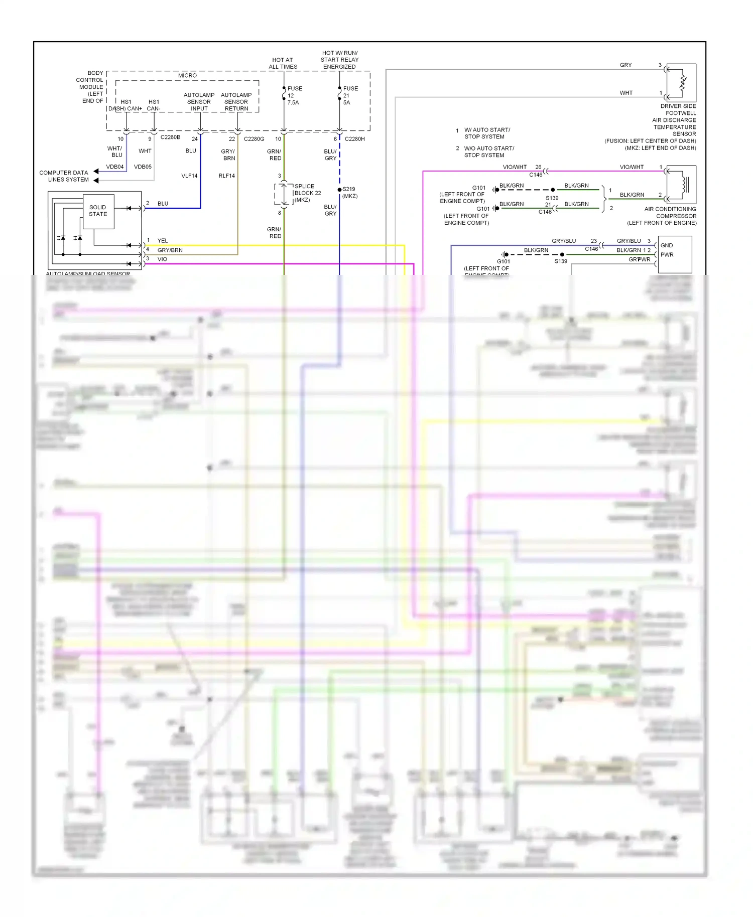 Lincoln MKZ II (2012-2016) front controls interface module (center of dash) wiring diagram  (2 of 2)