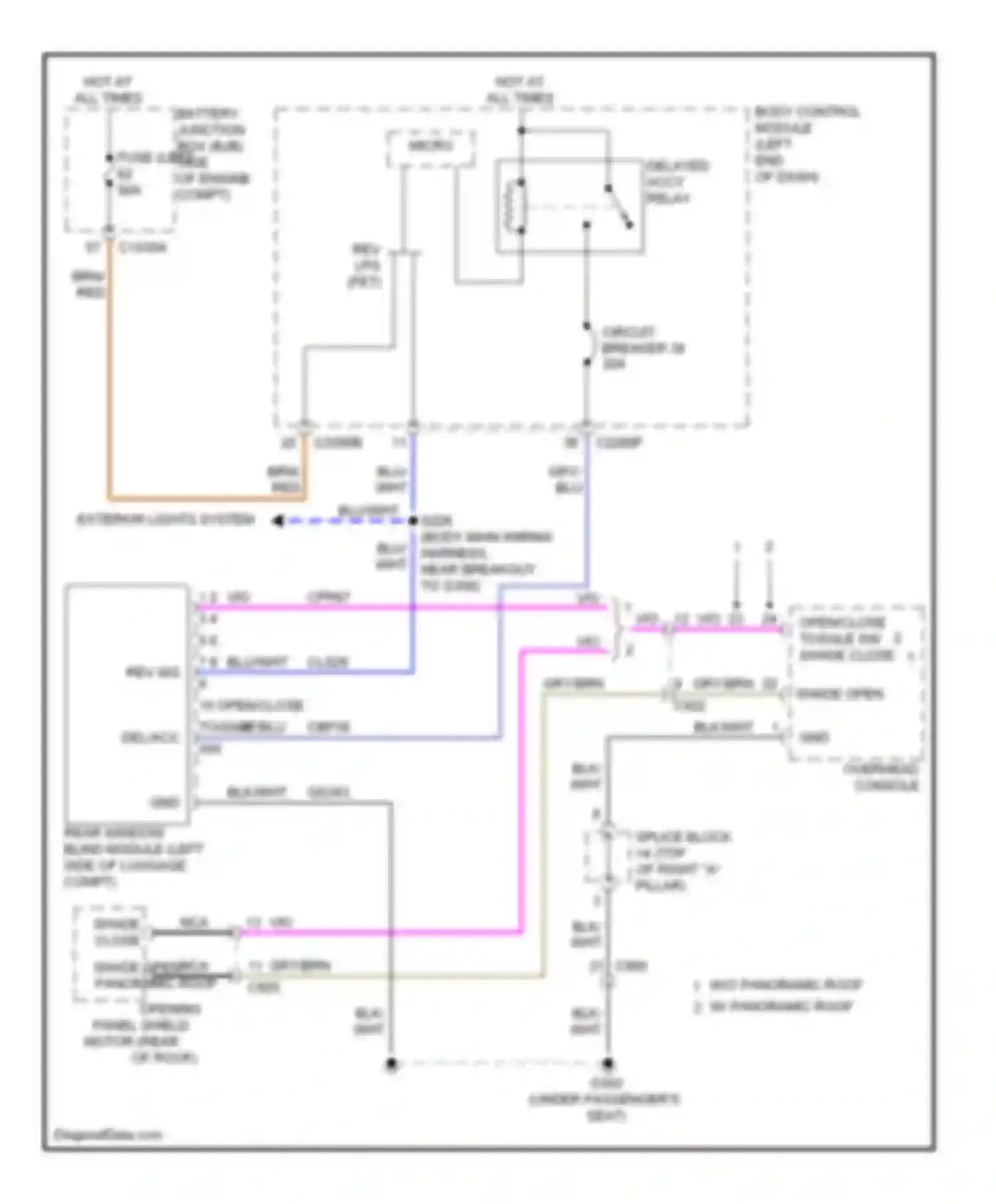 Wiring diagram open/close toggle sw shade close for Lincoln MKZ II (2012-2016) (1 of 1)