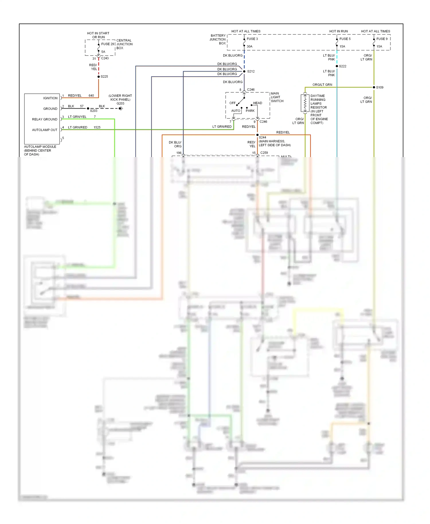 Lincoln Navigator I (1997-2003) multi- function switch wiring diagram  (1 of 8)